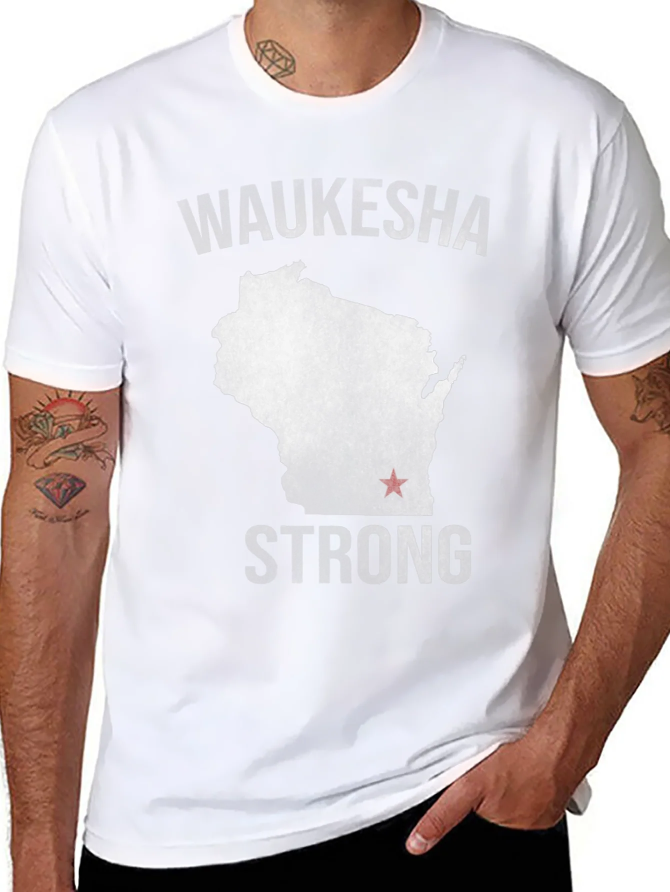Waukesha Strong Wisconsin Map T-Shirt