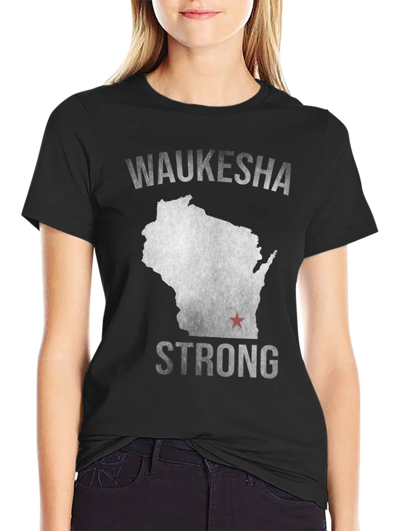 Waukesha Strong Wisconsin Map T-Shirt