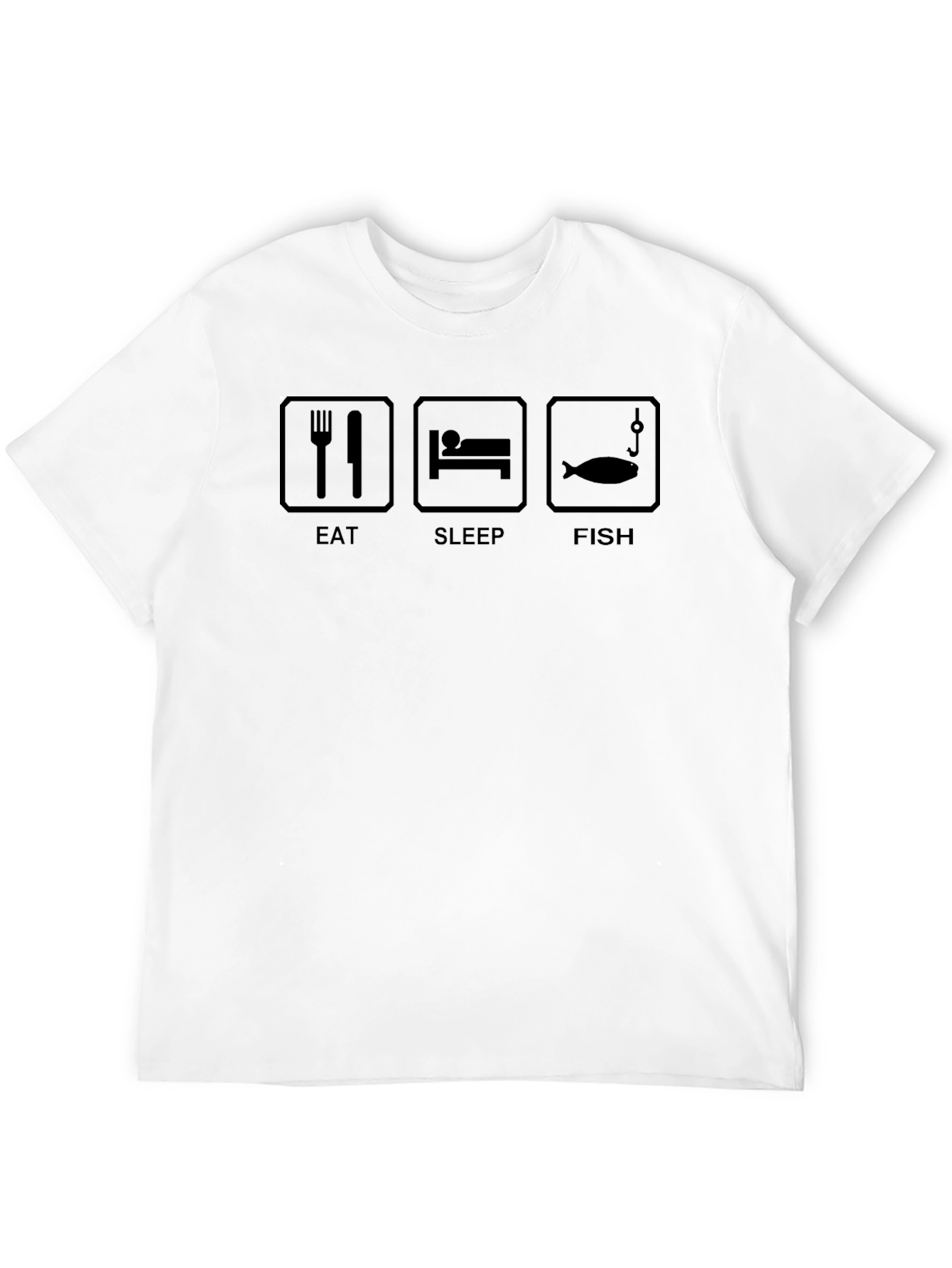 Eat Sleep Fish Black Graphic T-Shirt