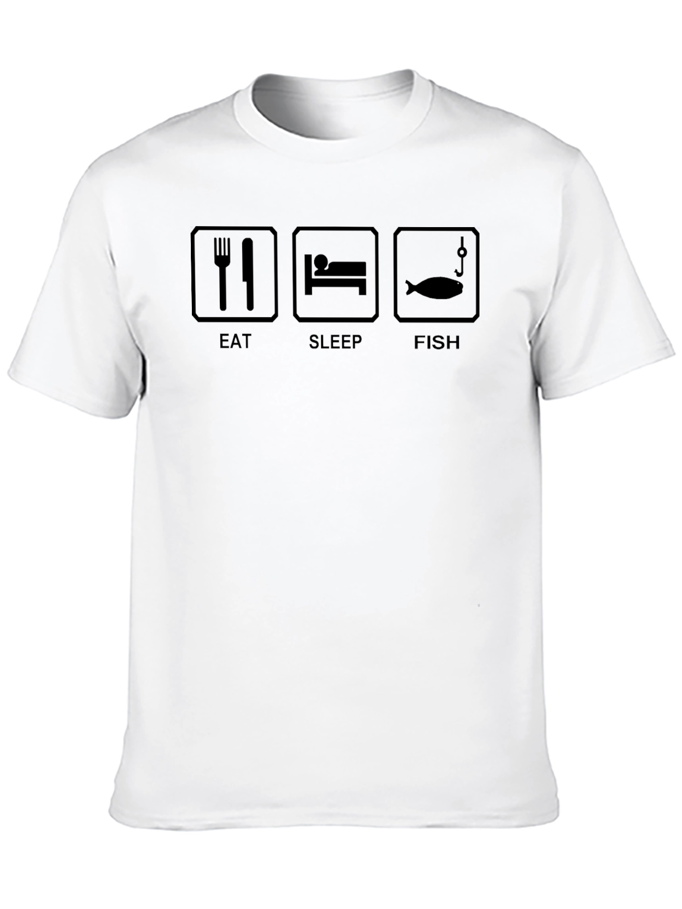 Eat Sleep Fish Black Graphic T-Shirt