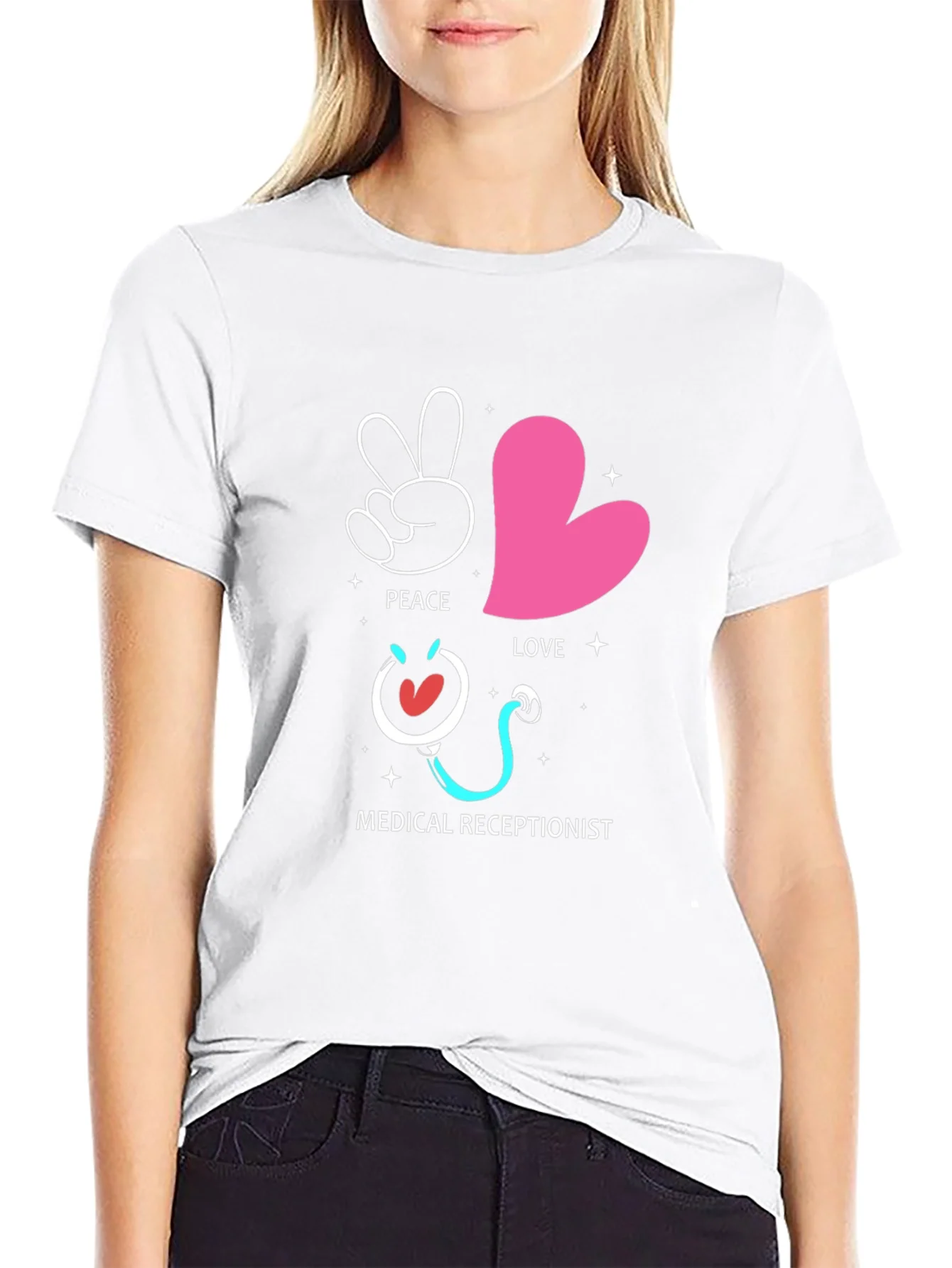 Peace Love Medical Receptionist Graphic Tee