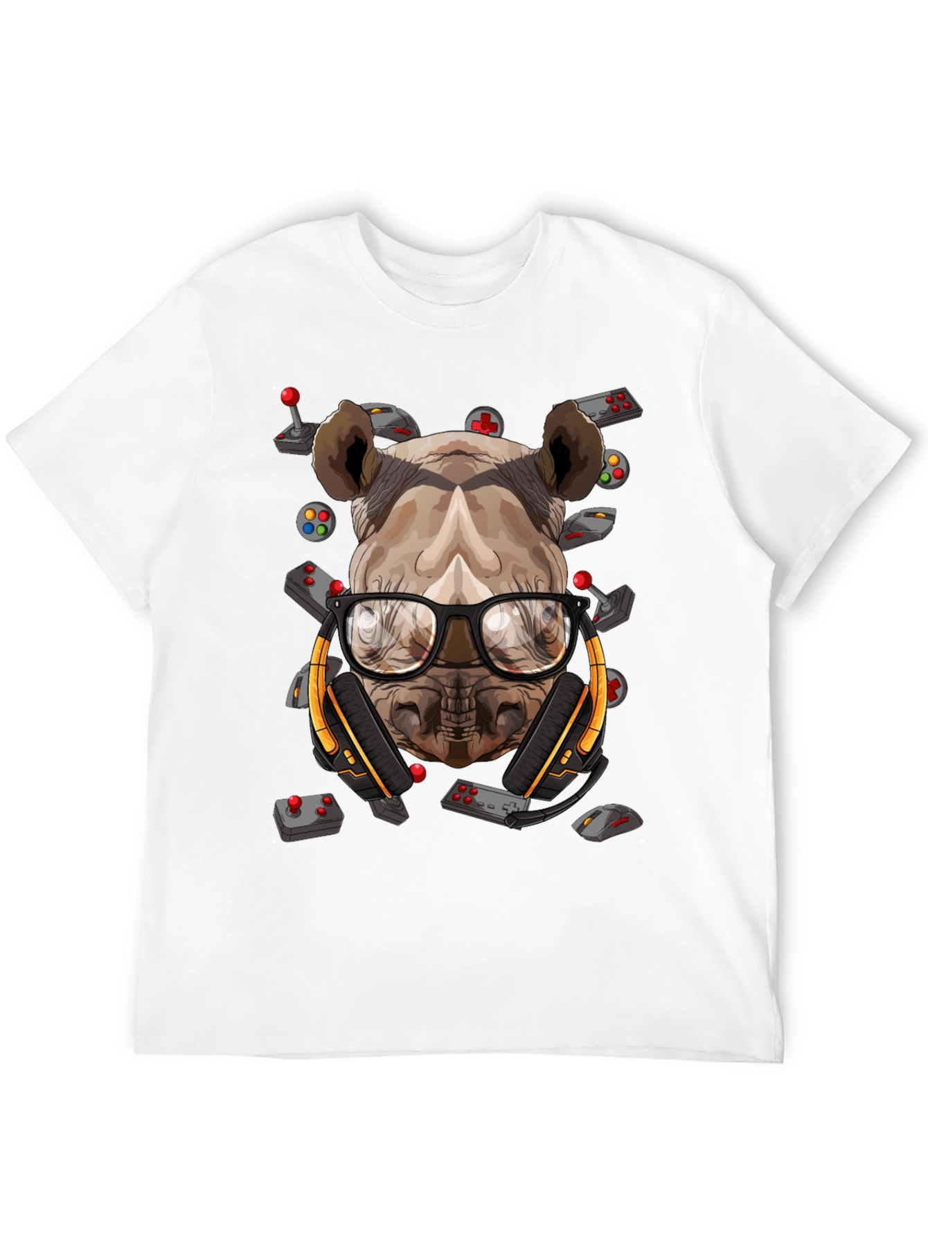 Gamer Rhino Graphic T-Shirt - Black Cotton Tee