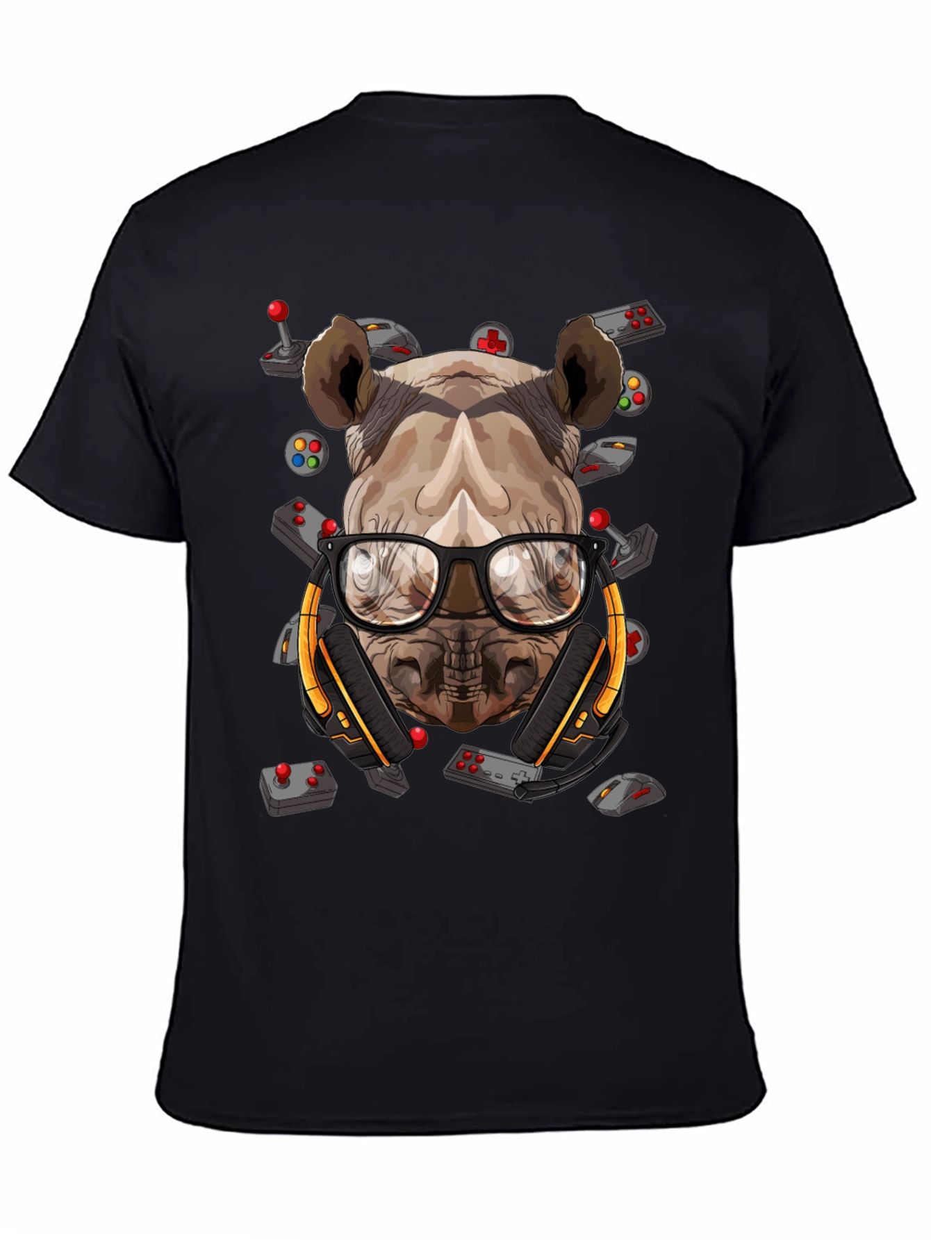 Gamer Rhino Graphic T-Shirt - Black Cotton Tee