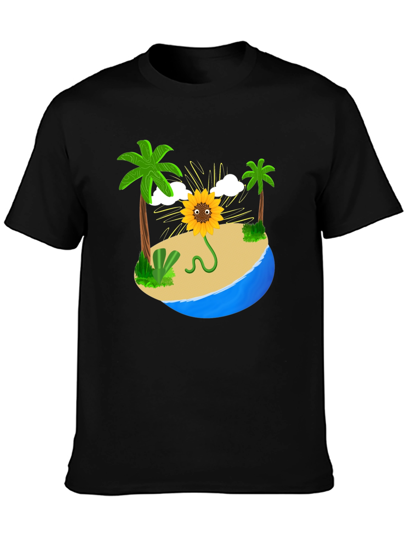 Sunflower Island Graphic Tee - Mens Black T-Shirt