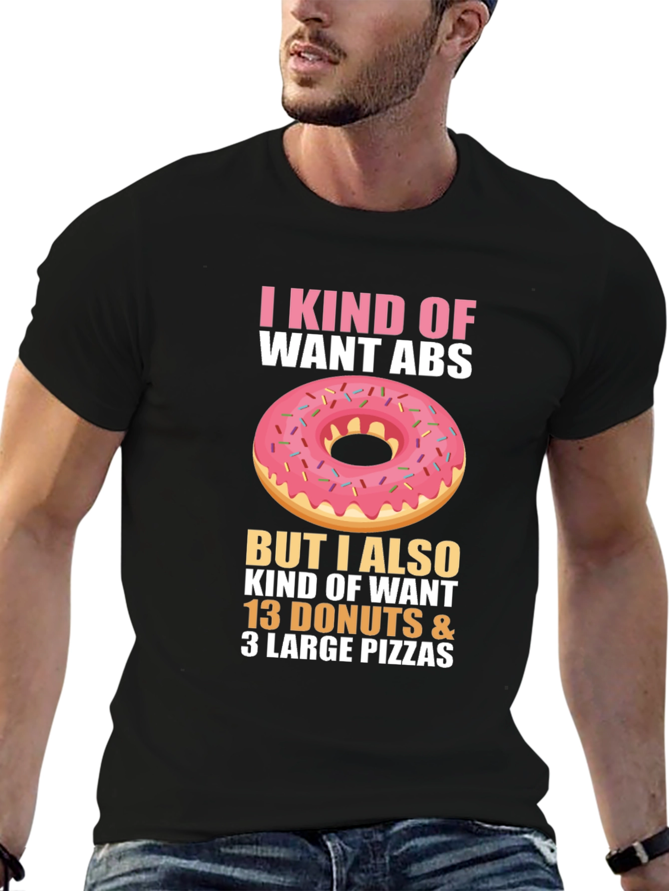 Funny Donut & Pizza Abs T-Shirt