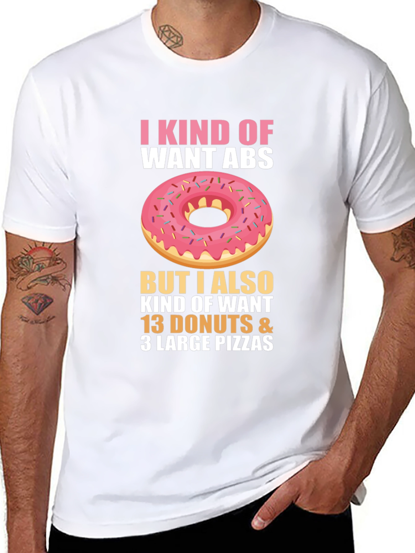 Funny Donut & Pizza Abs T-Shirt