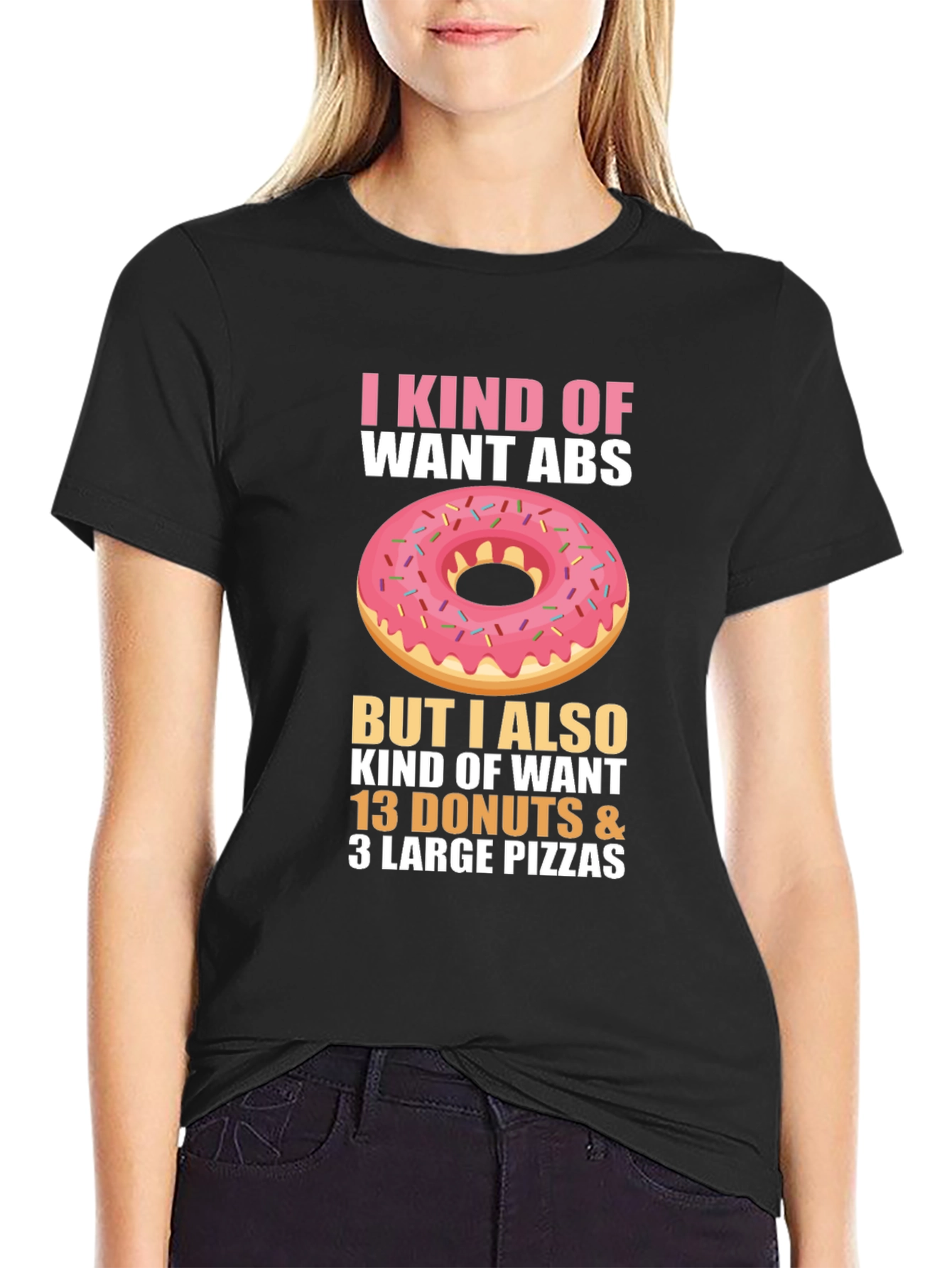 Funny Donut & Pizza Abs T-Shirt