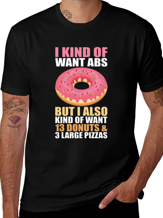 Funny Donut & Pizza Abs T-Shirt