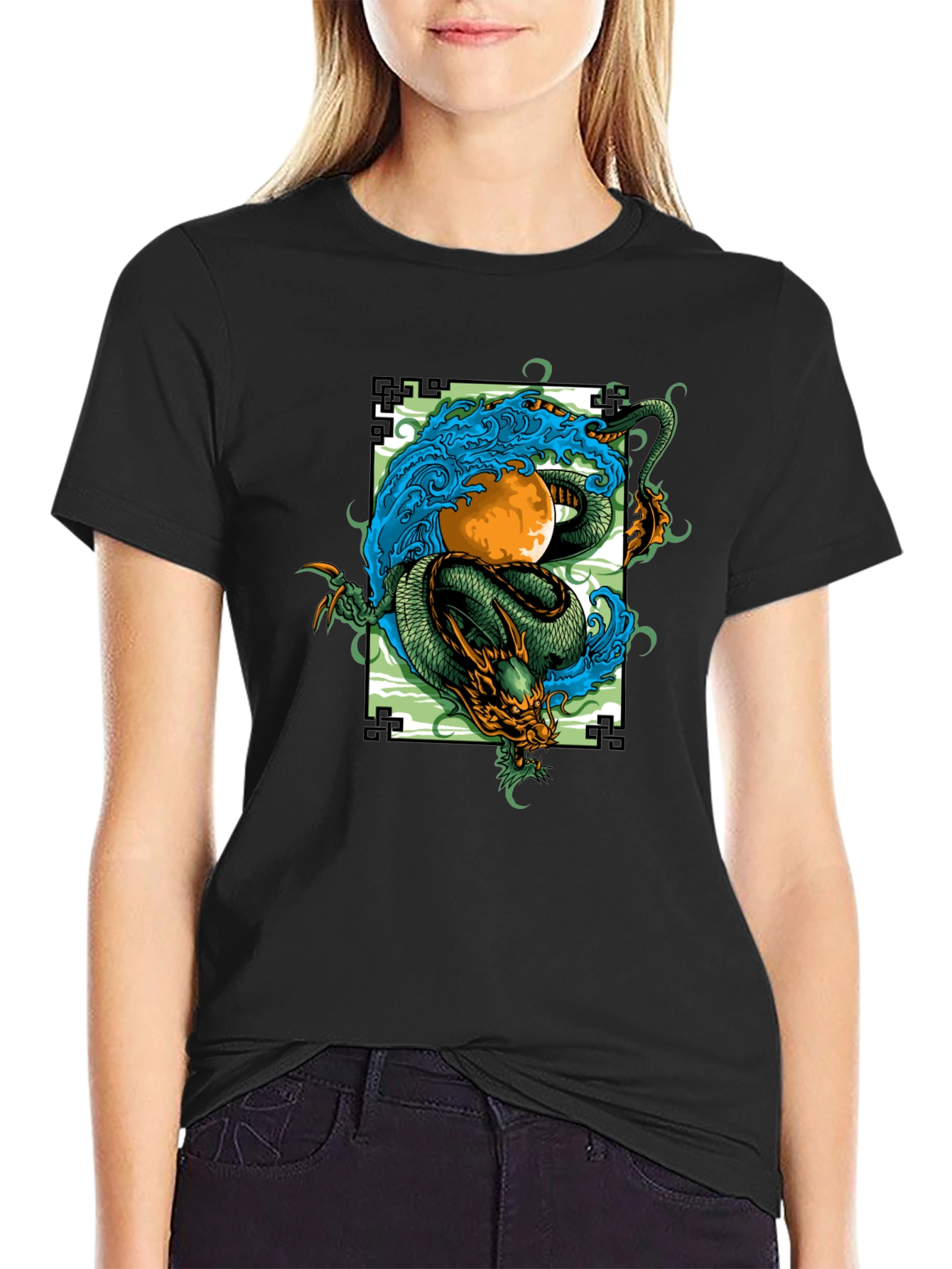 Dragon and Moon Graphic Tee - Stylish Unisex Fit
