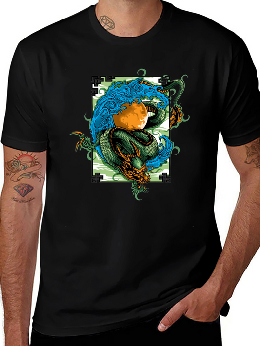 Dragon and Moon Graphic Tee - Stylish Unisex Fit