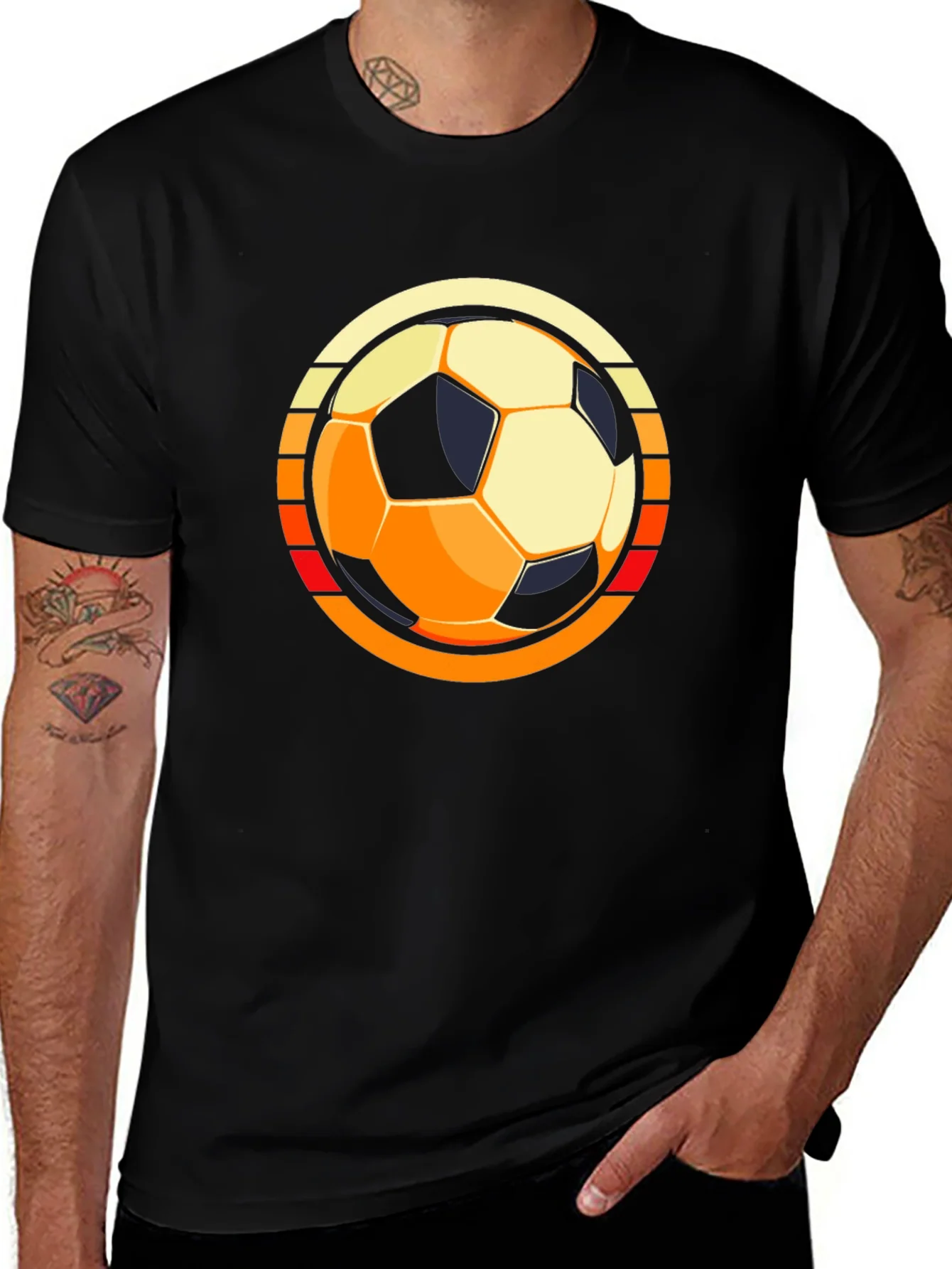 Retro Soccer Ball Graphic Tee - Black