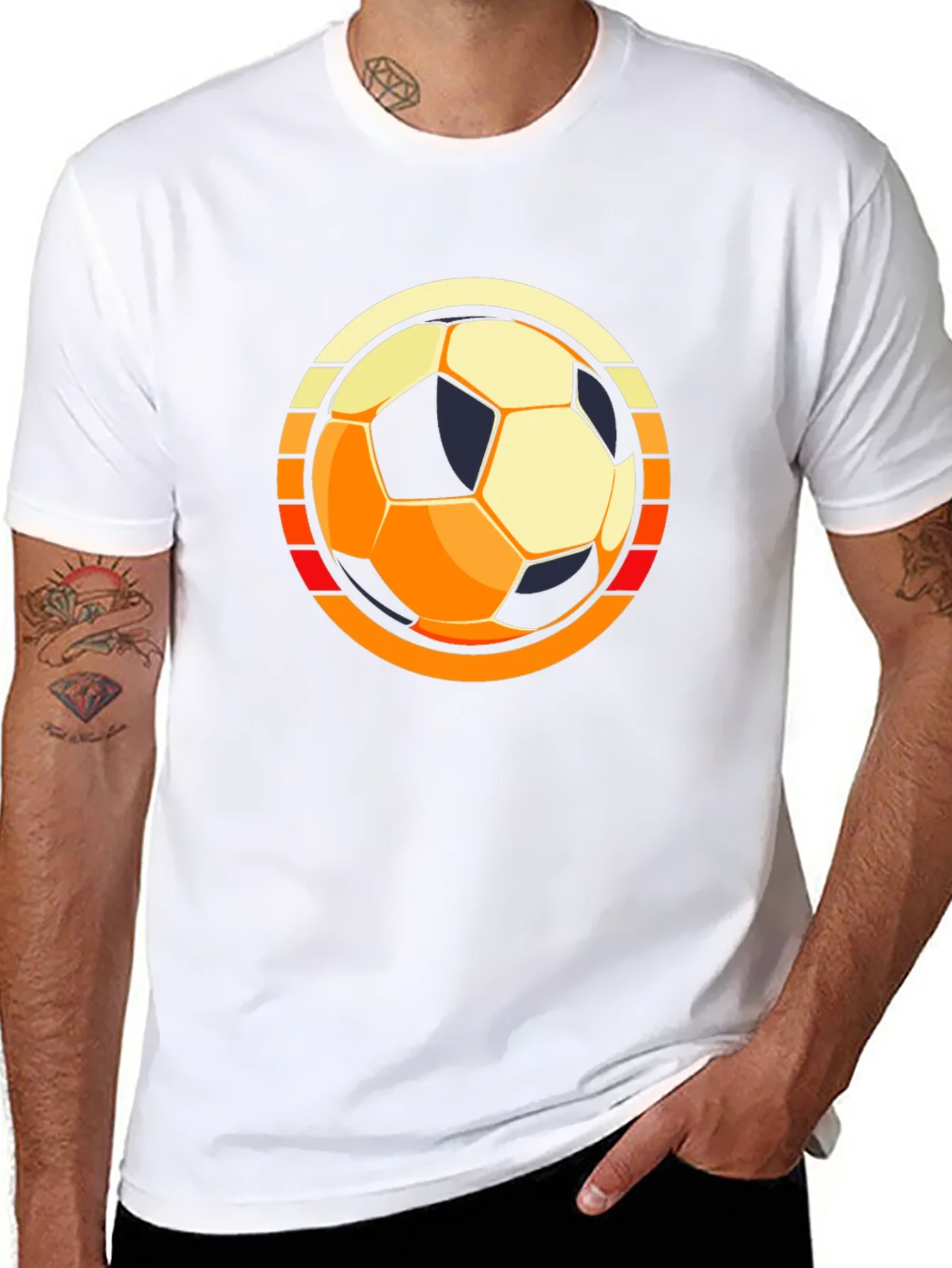 Retro Soccer Ball Graphic Tee - Black