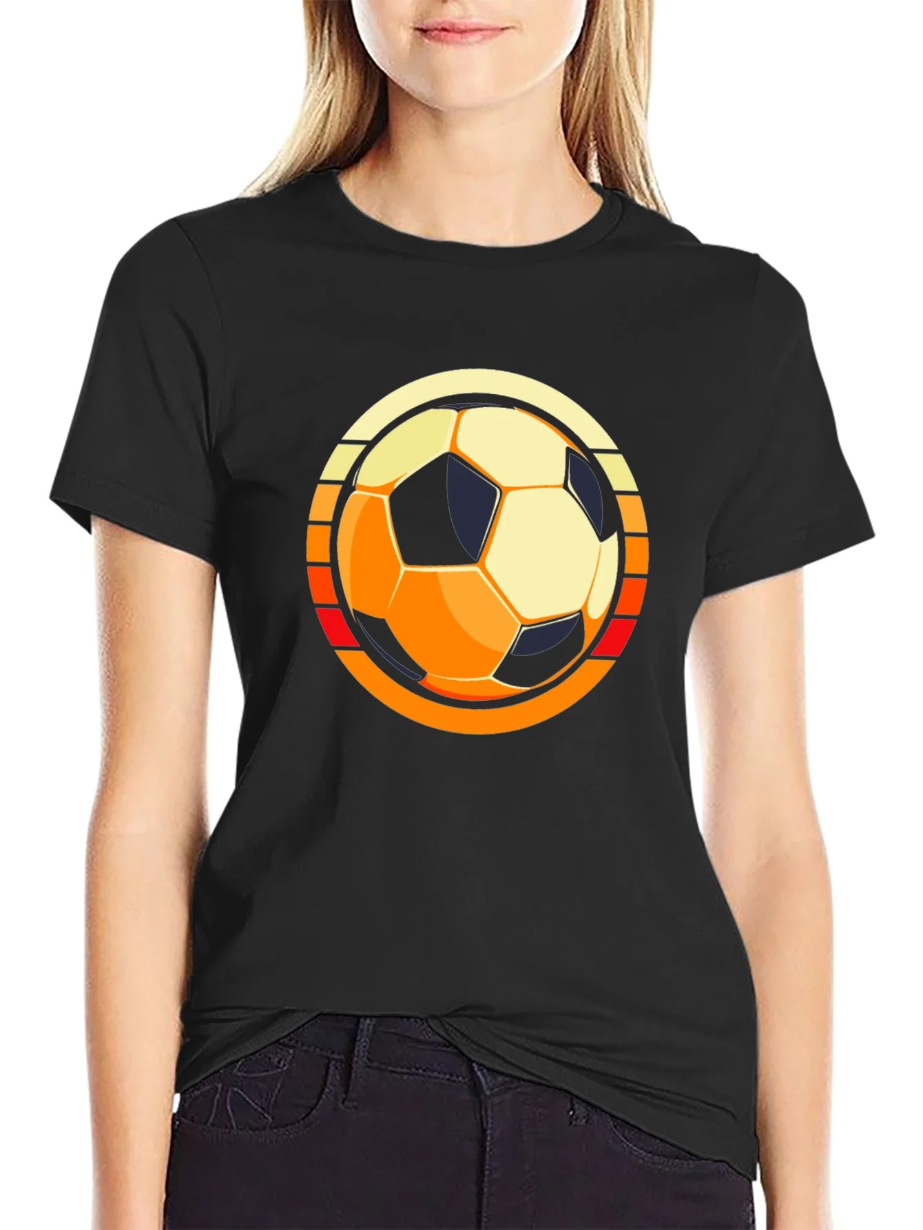 Retro Soccer Ball Graphic Tee - Black