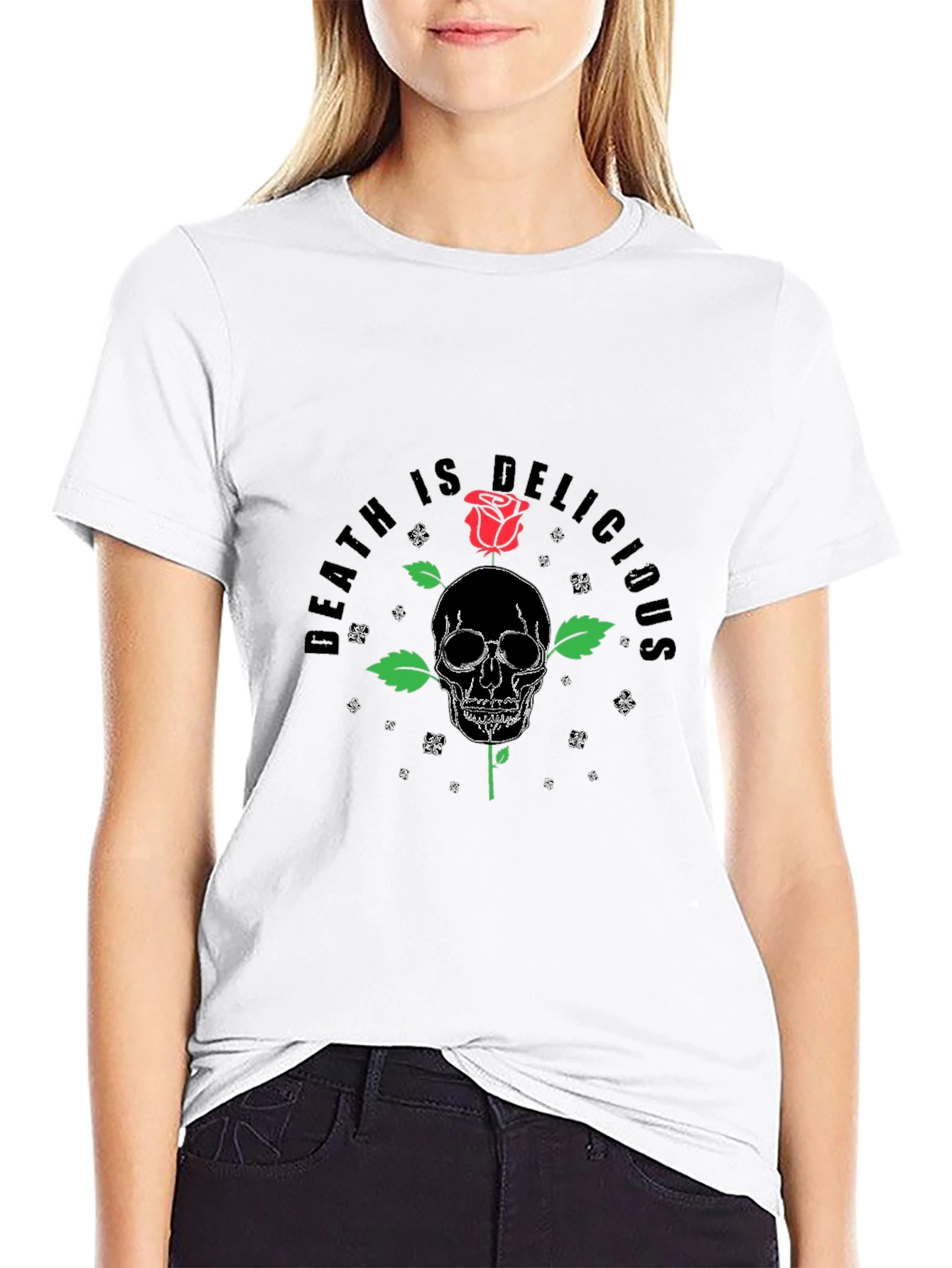 Death is Delicious Skull Rose T-Shirt