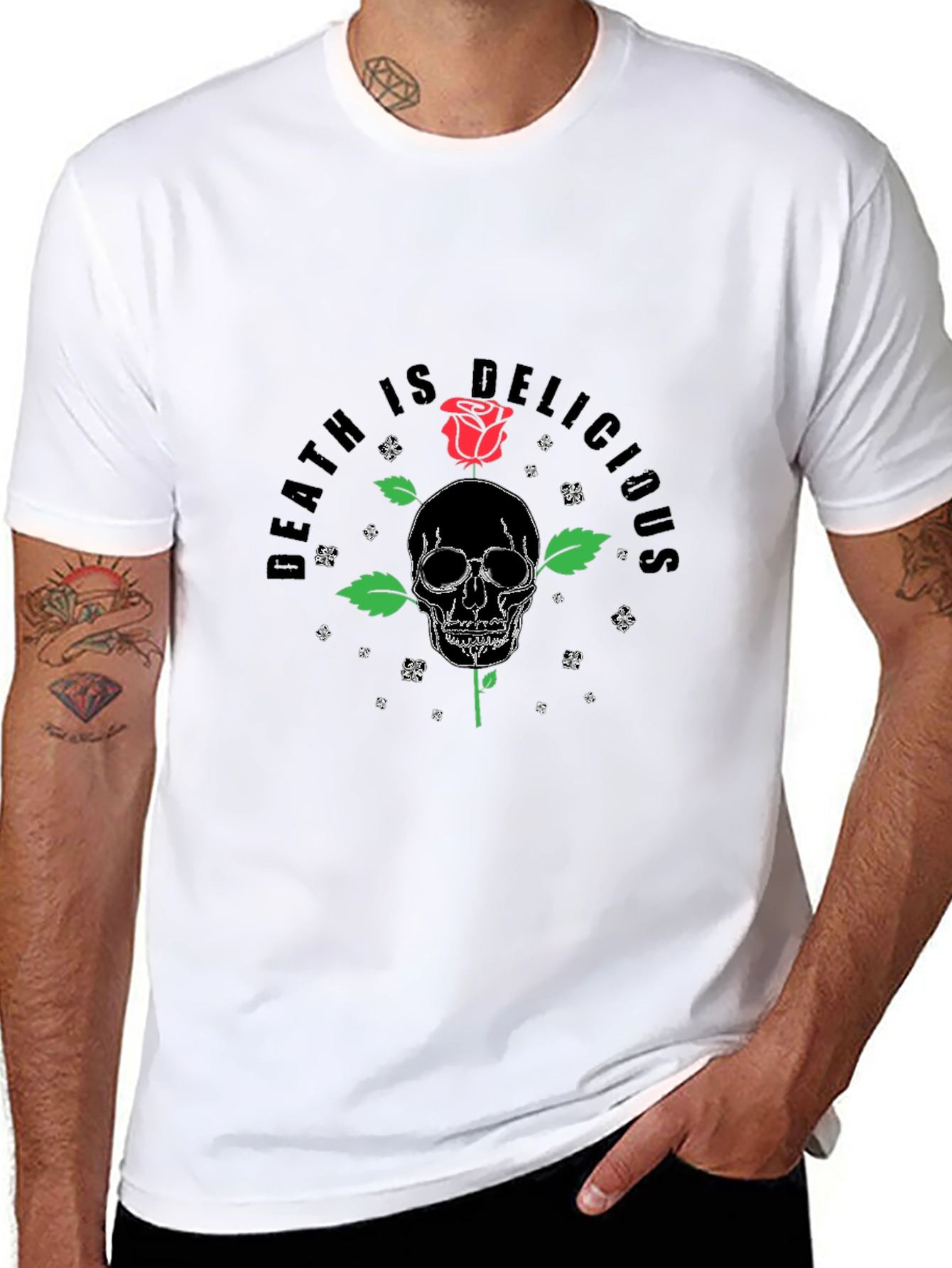 Death is Delicious Skull Rose T-Shirt