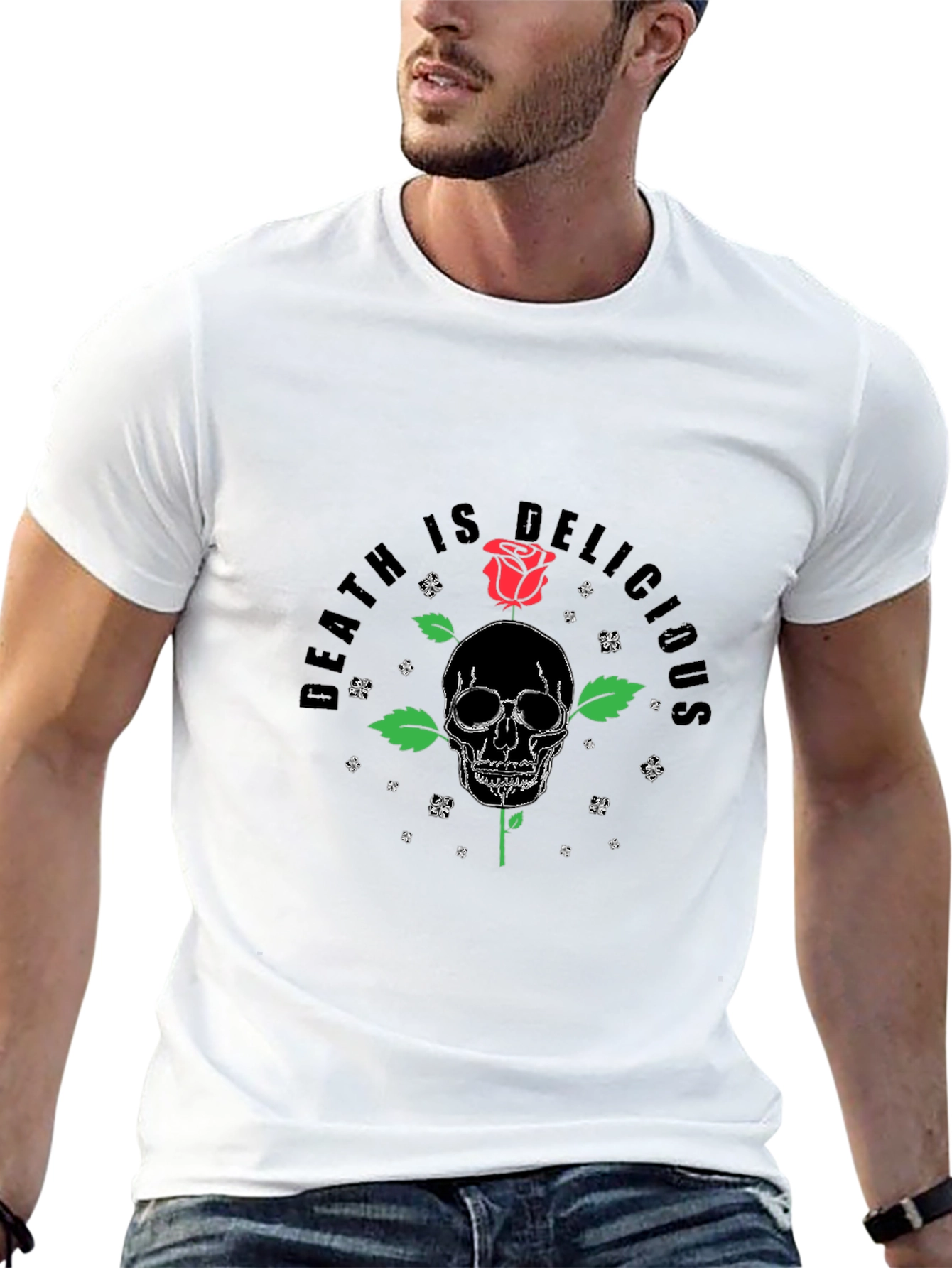 Death is Delicious Skull Rose T-Shirt