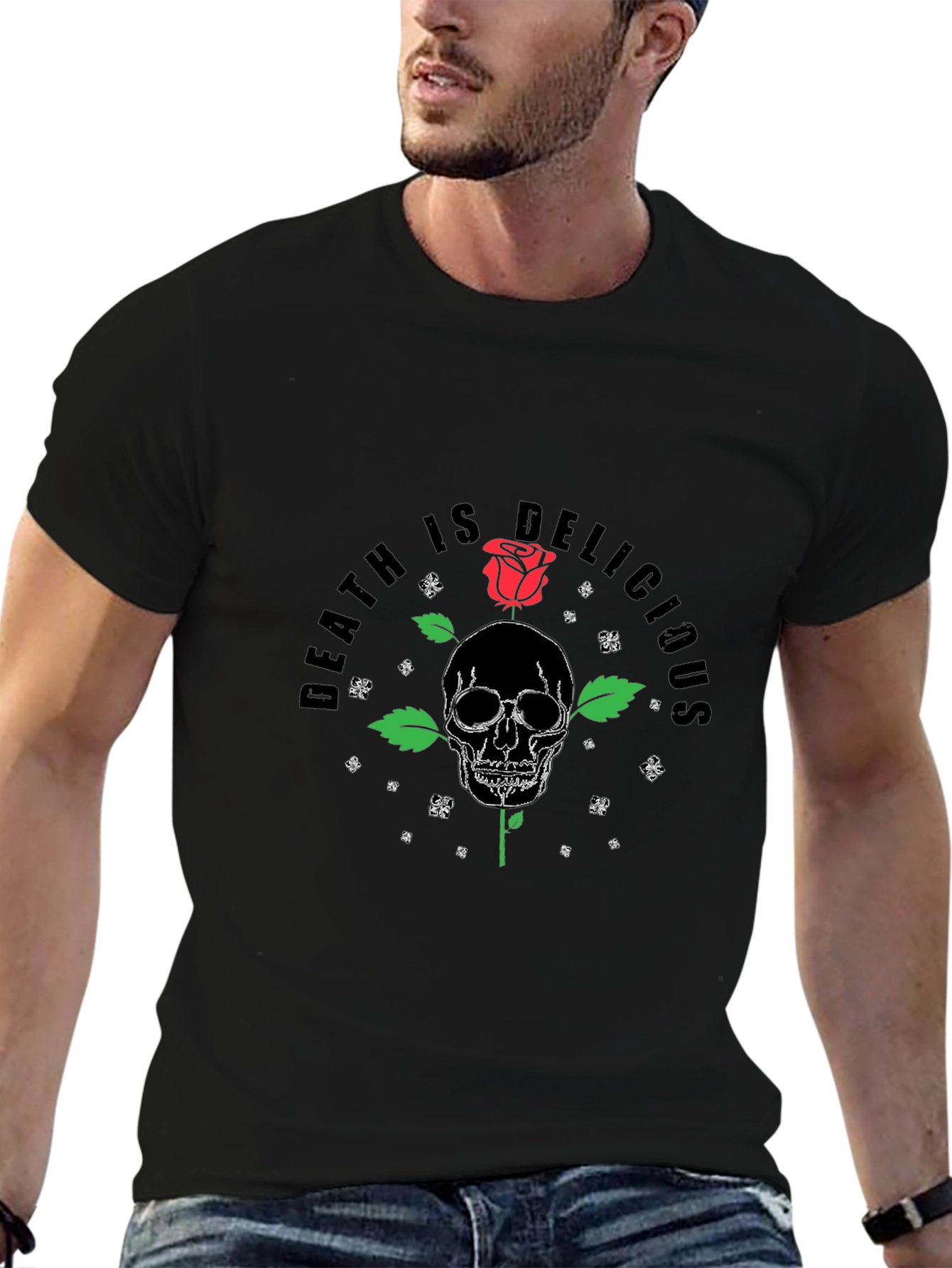 Death is Delicious Skull Rose T-Shirt