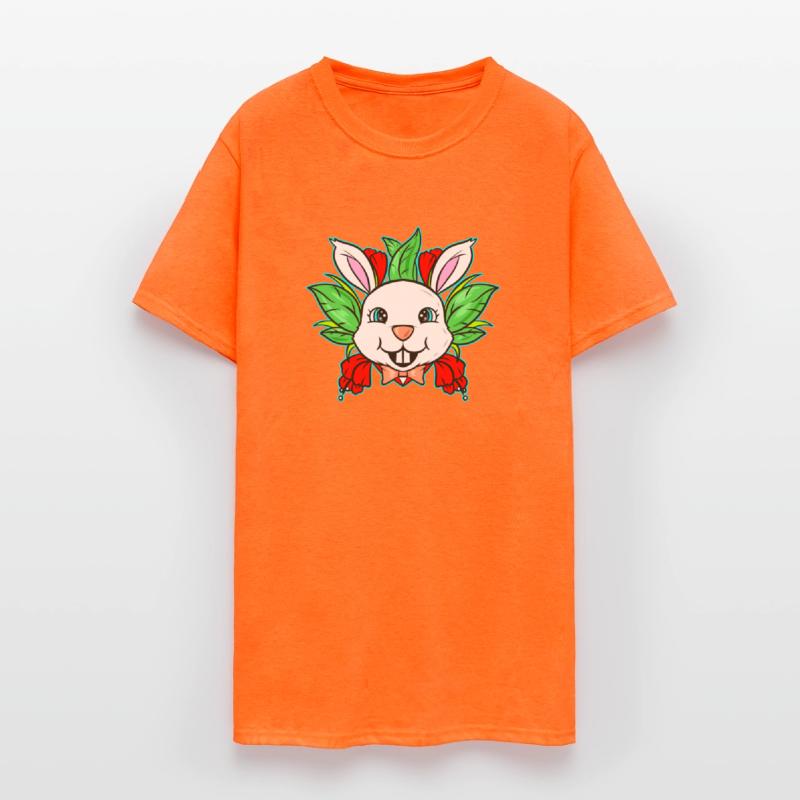Easter Bunny With Bow Tie And Spring Flowers On