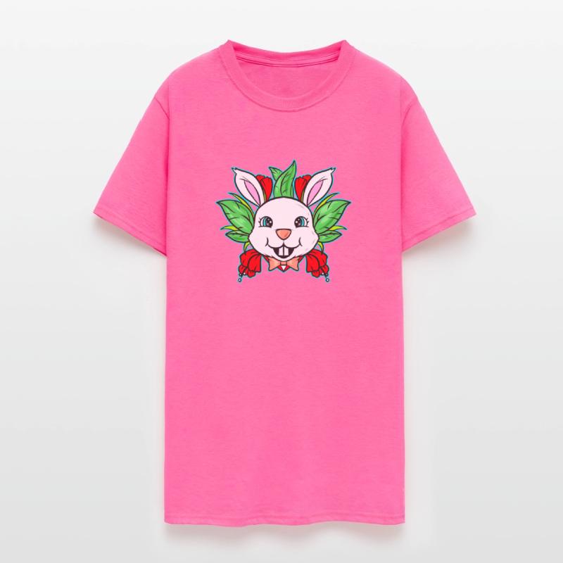 Easter Bunny With Bow Tie And Spring Flowers On