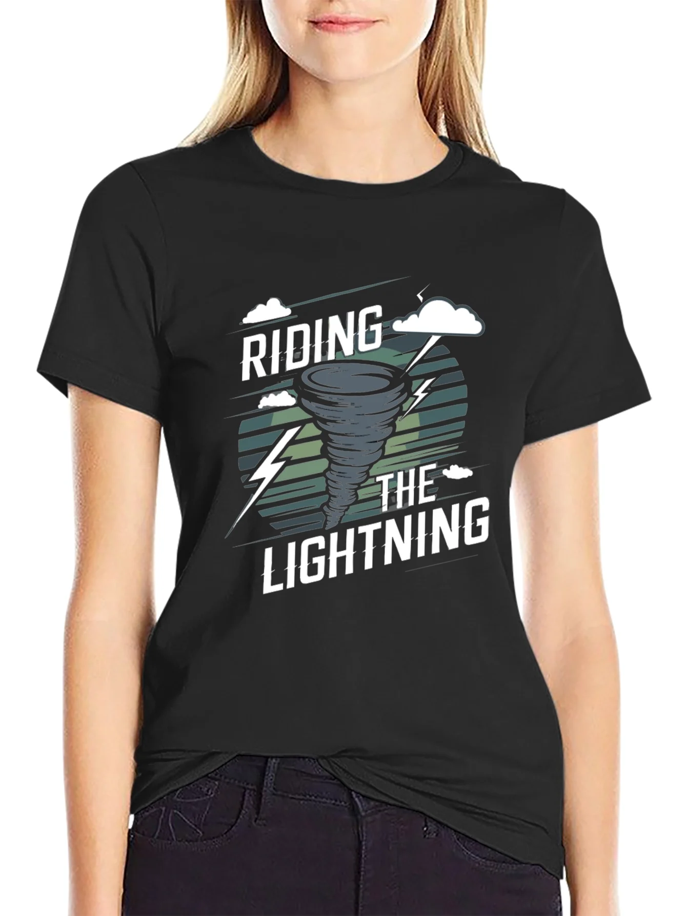 Riding the Lightning Black Graphic T-Shirt