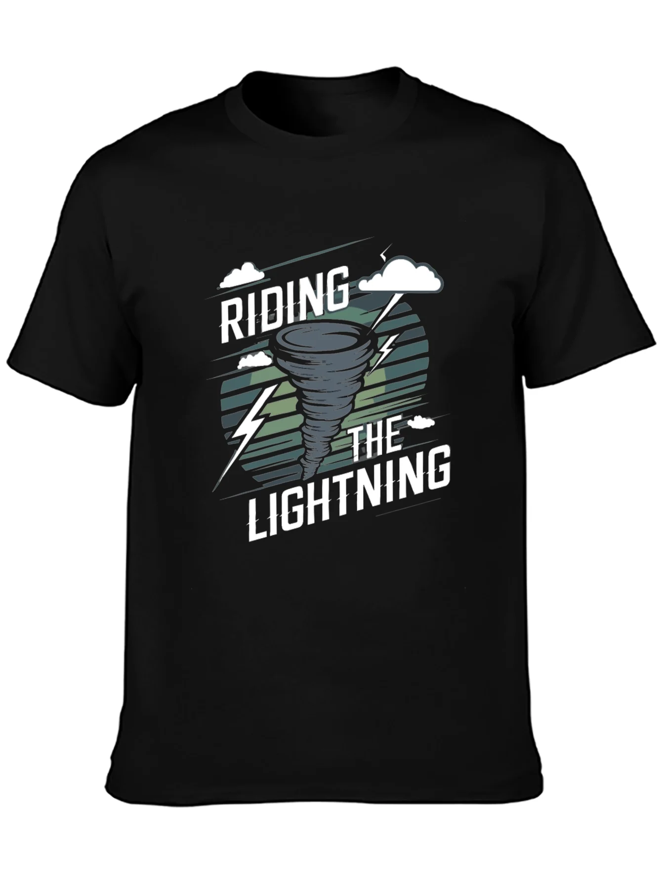 Riding the Lightning Black Graphic T-Shirt