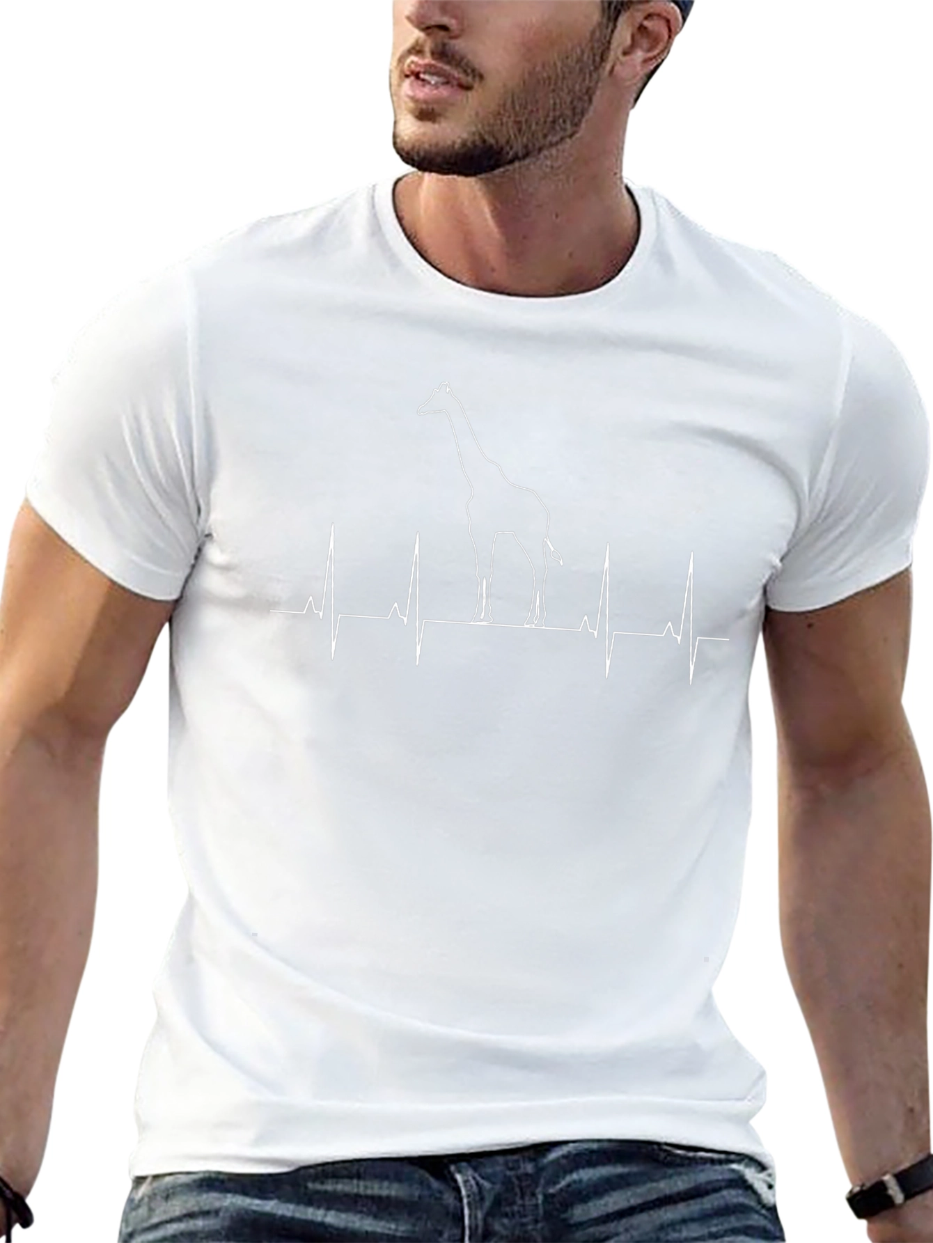 Giraffe Heartbeat Graphic Tee - Black