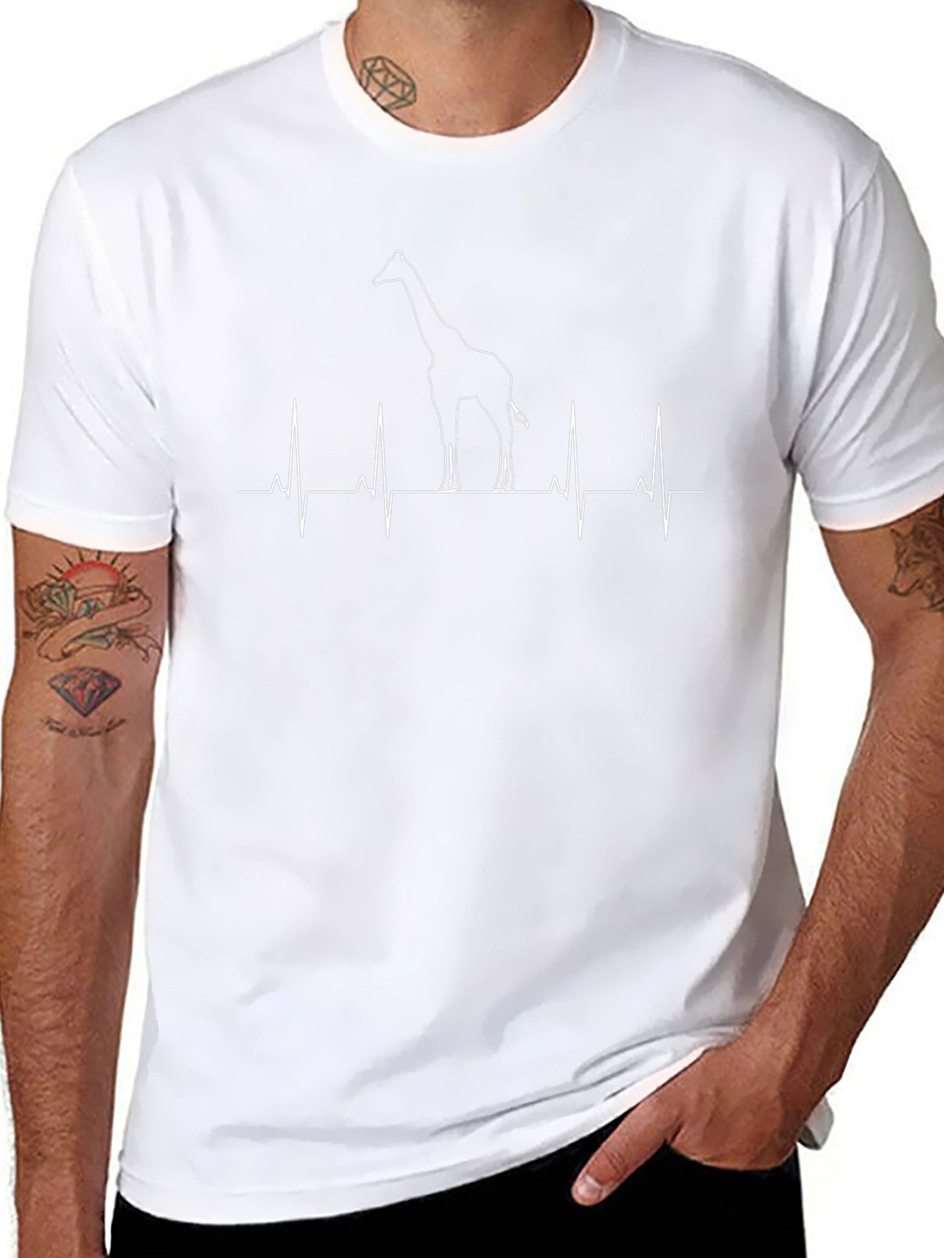 Giraffe Heartbeat Graphic Tee - Black