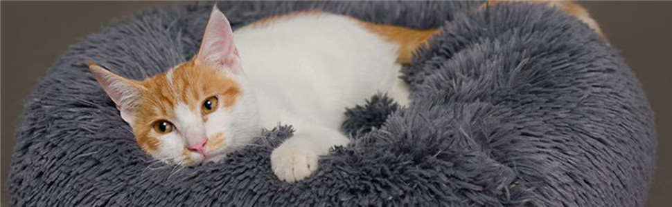 Enjamoy Plush Donut Dog Bed, Calming Round Dog Cat - Premium Quality
