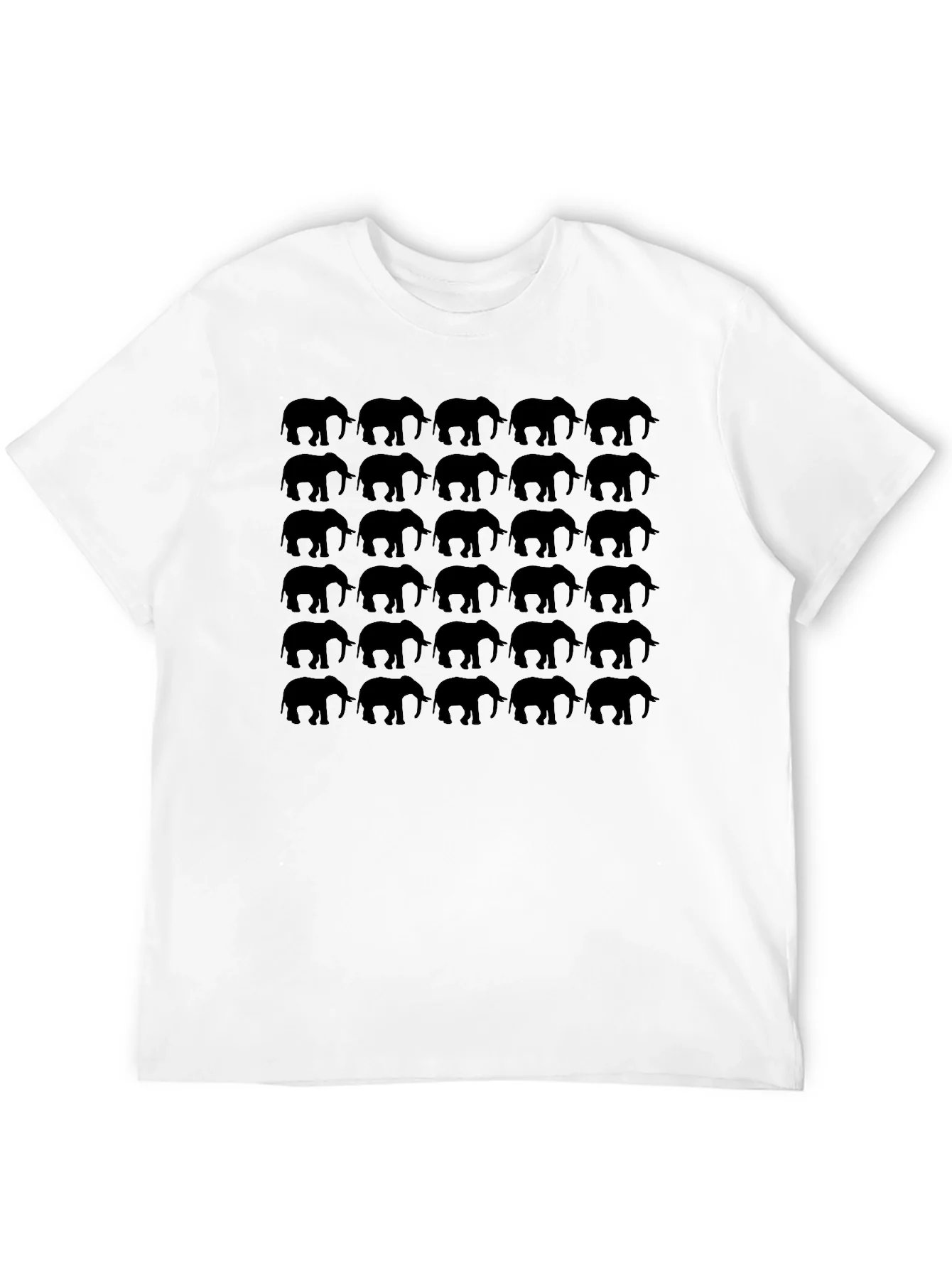 Elephant Pattern Black T-Shirt