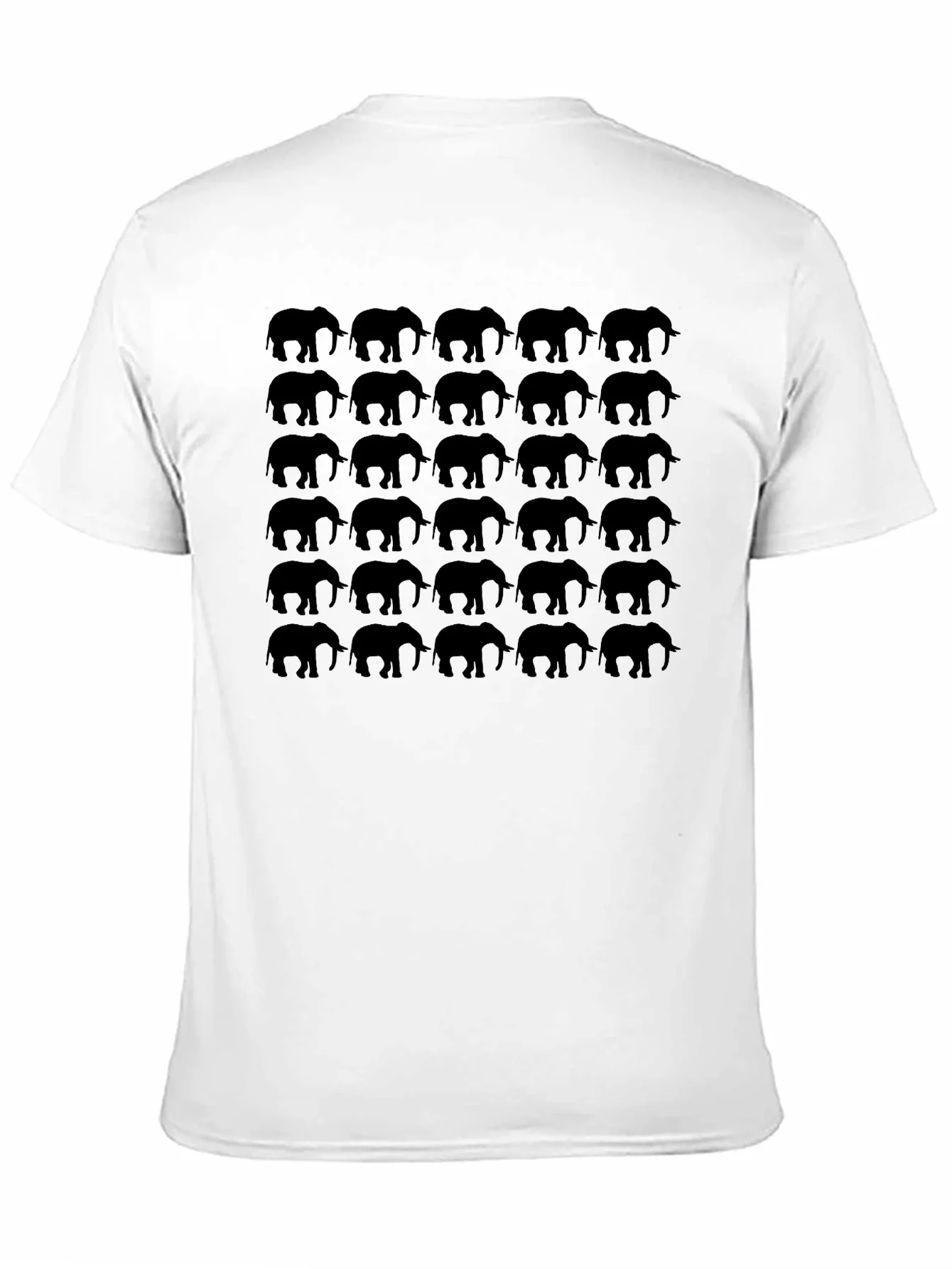 Elephant Pattern Black T-Shirt