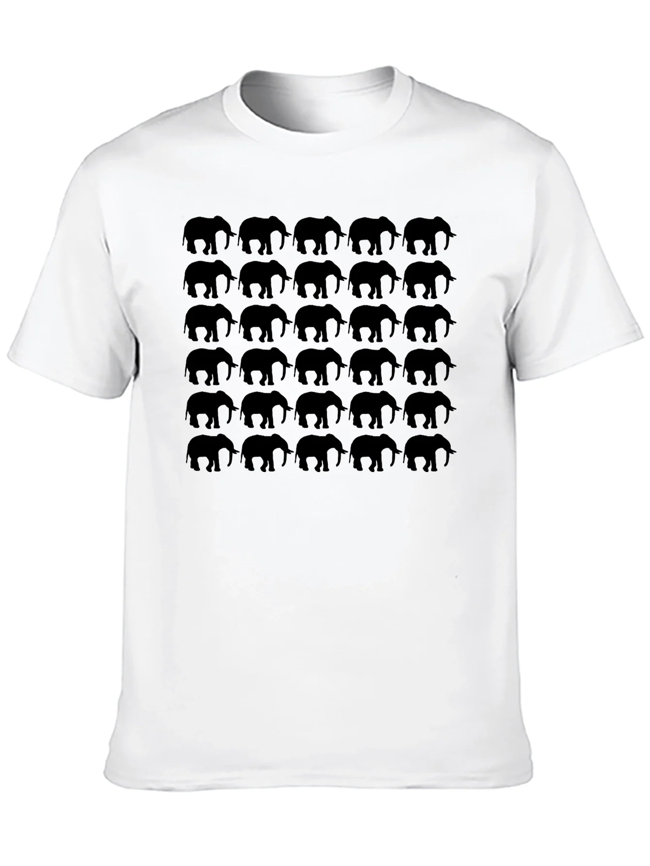 Elephant Pattern Black T-Shirt