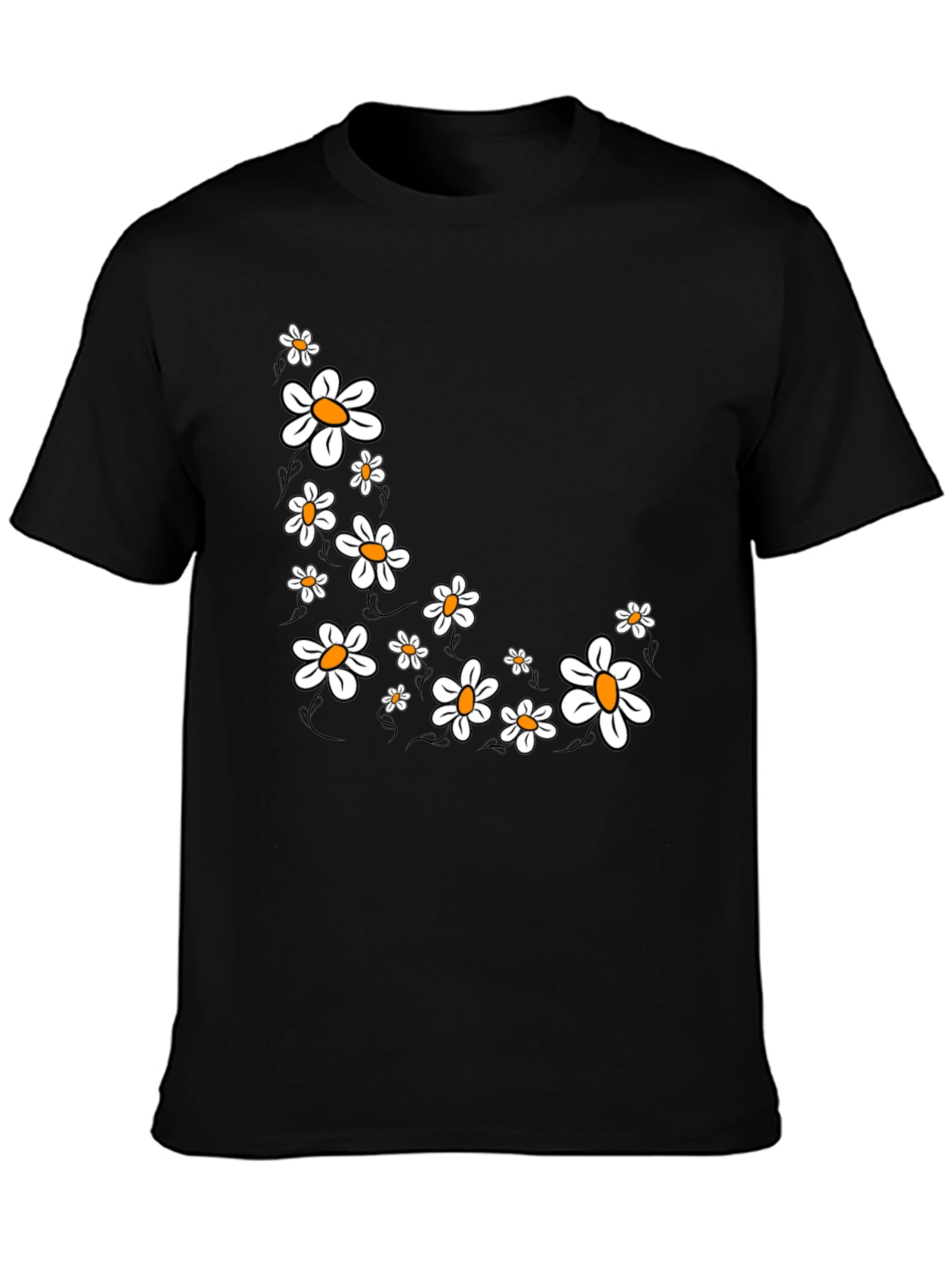 Daisy Graphic Print Black T-Shirt