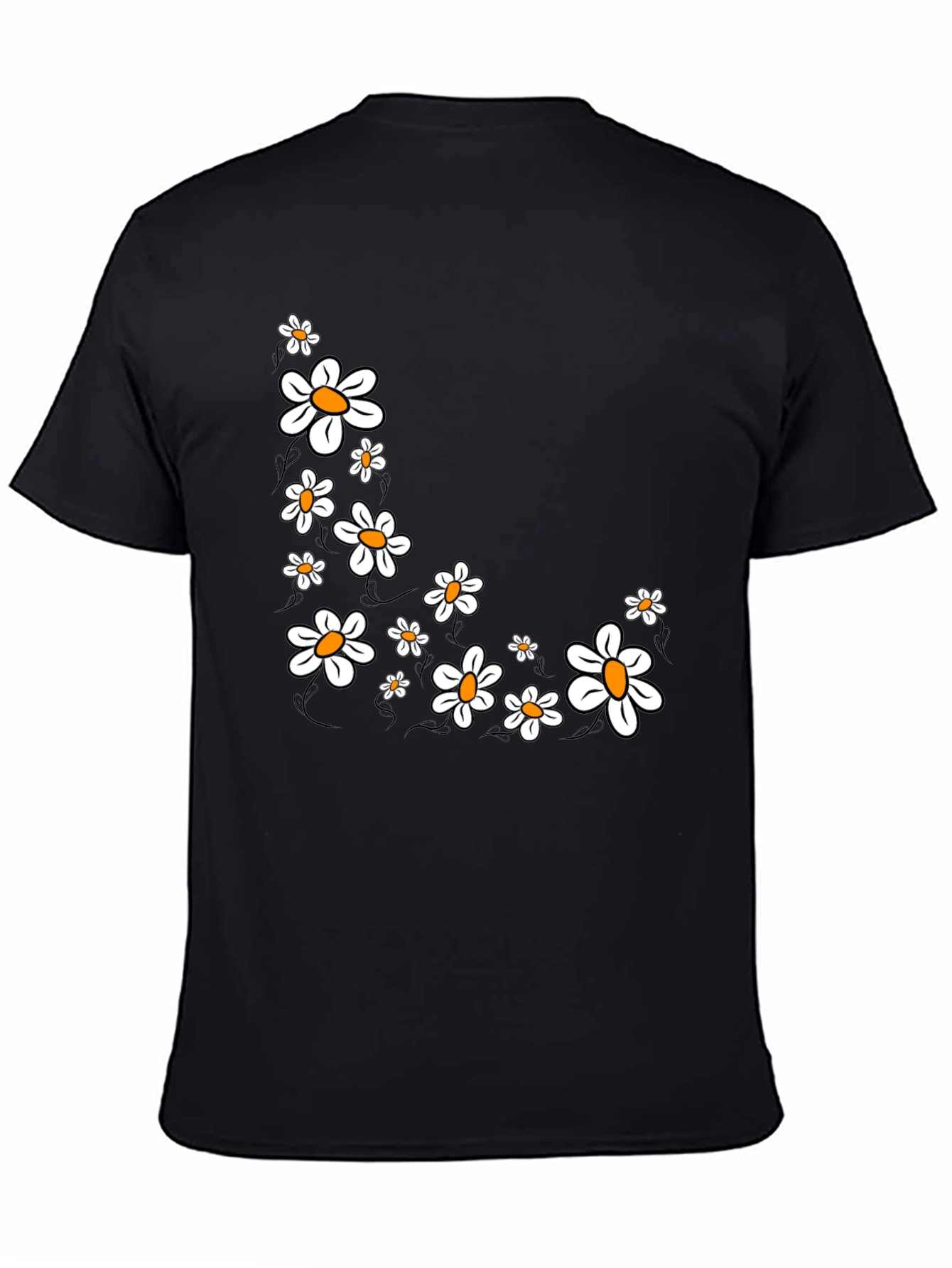Daisy Graphic Print Black T-Shirt