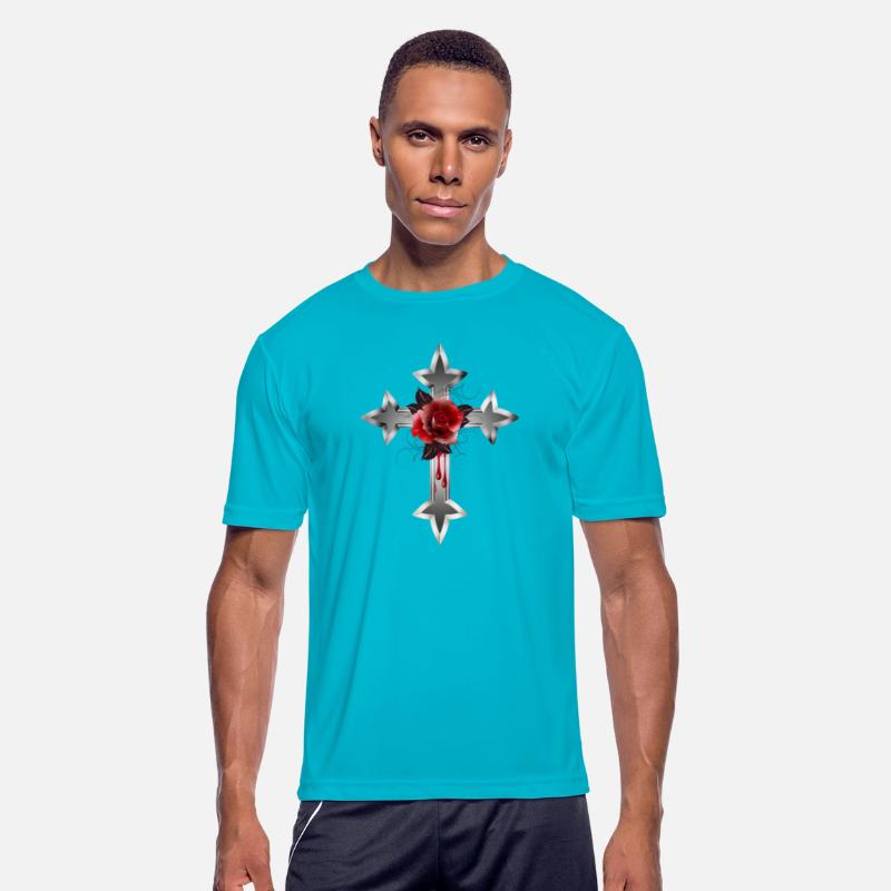 expressive gothic cross with red rose
