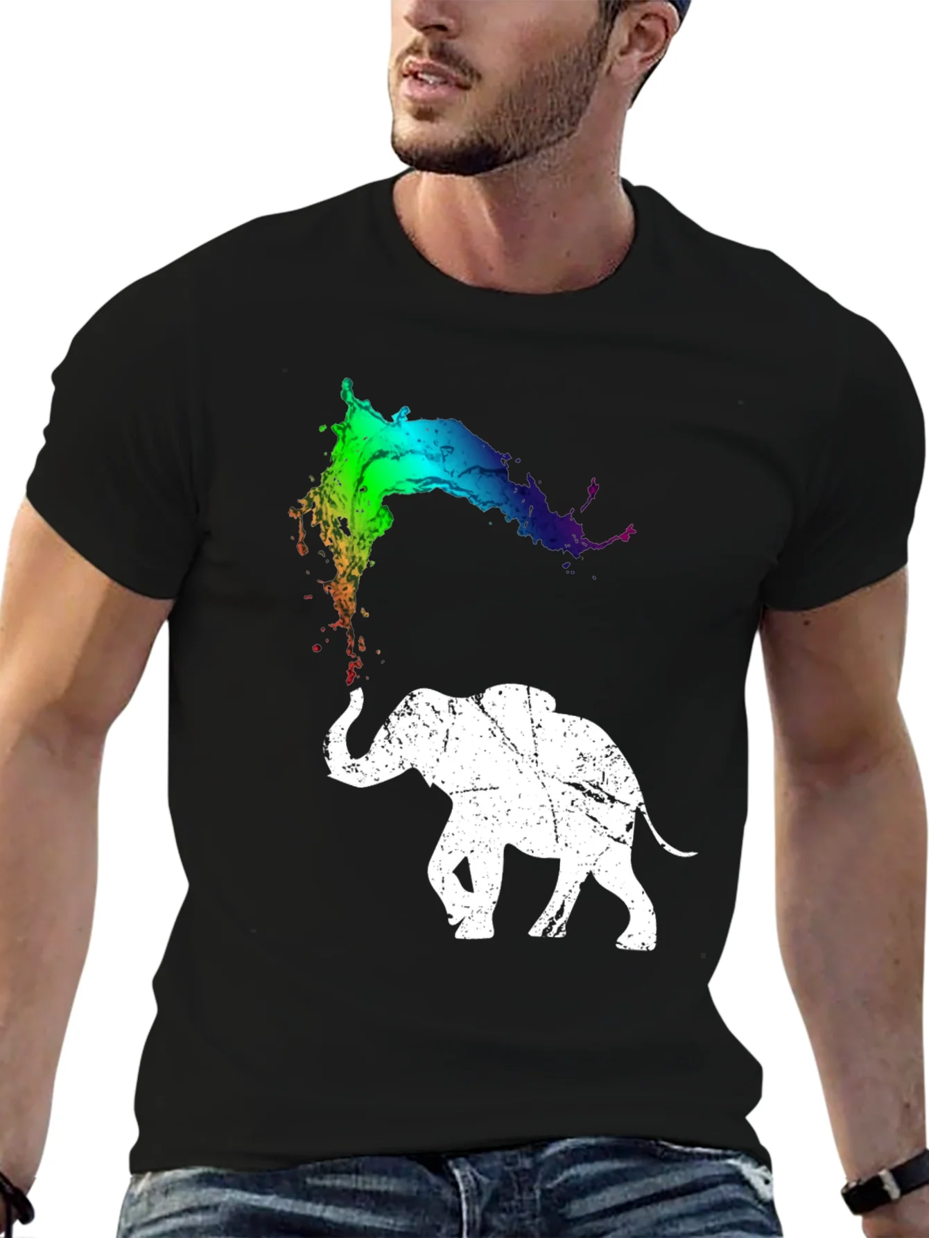 Elephant Paint Splash Graphic Tee - Unique Design