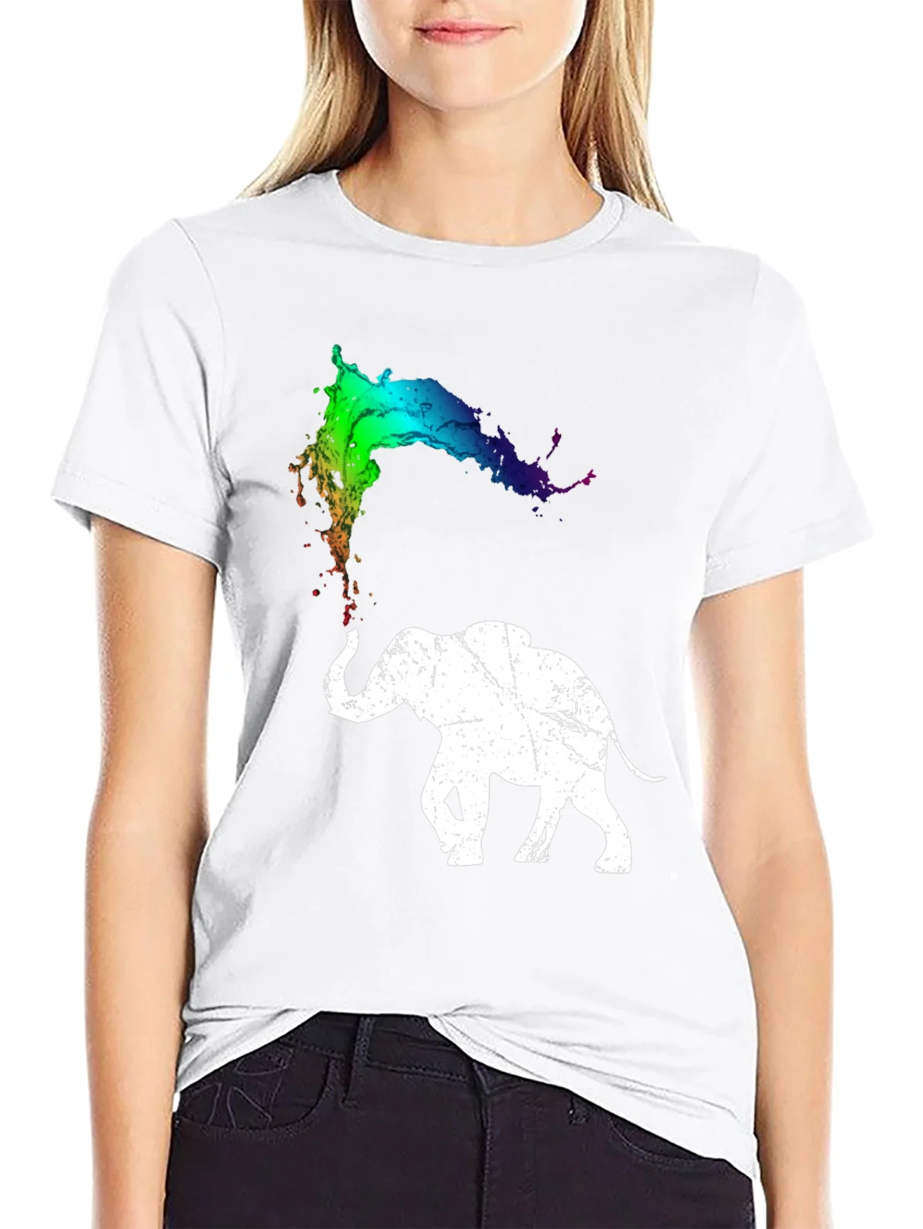 Elephant Paint Splash Graphic Tee - Unique Design