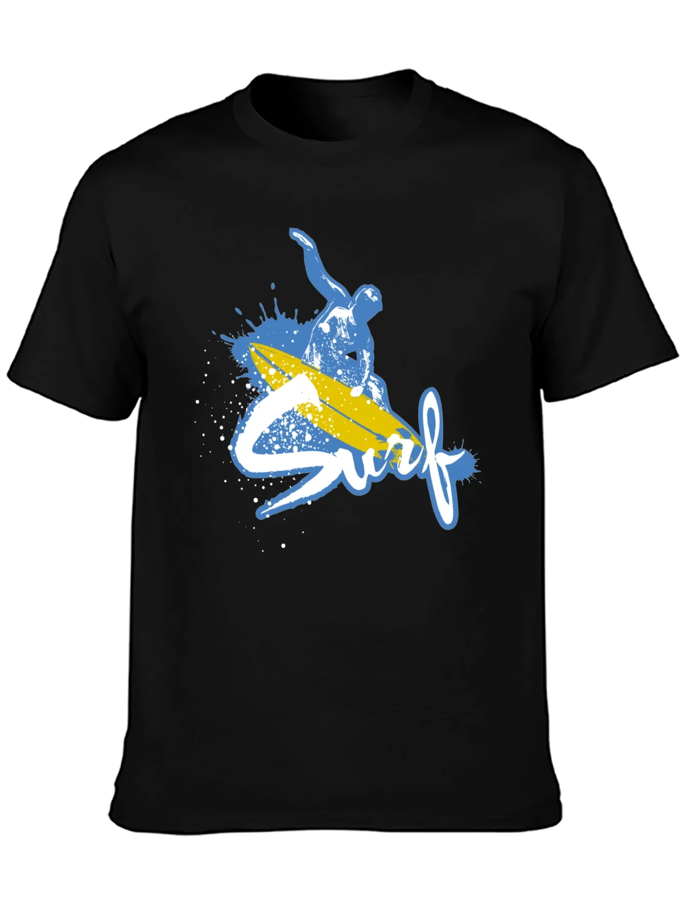 Surfs Up Graphic Tee - Black Cotton T-Shirt
