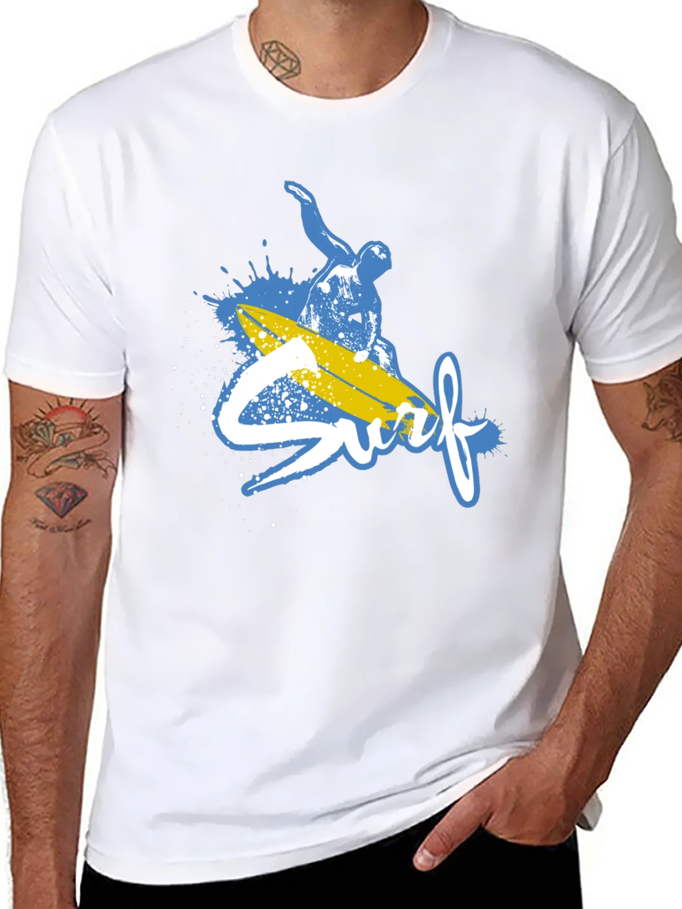 Surfs Up Graphic Tee - Black Cotton T-Shirt
