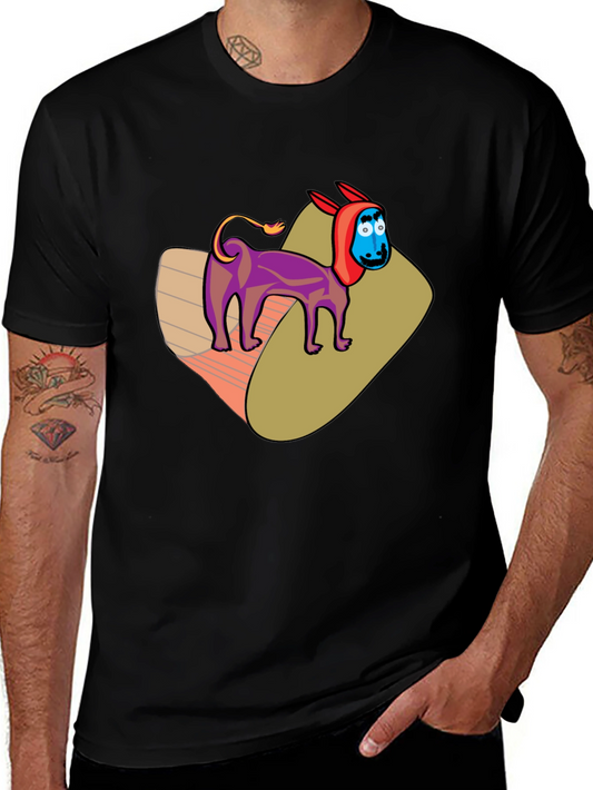 Cartoon Donkey Graphic Tee - Novelty Black T-Shirt
