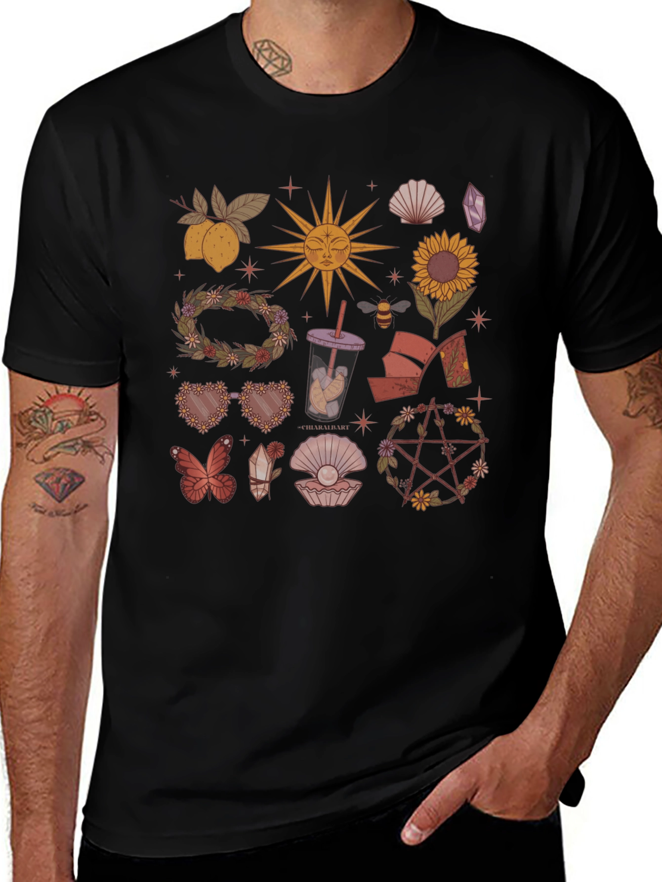 Mystical Symbols Black T-Shirt
