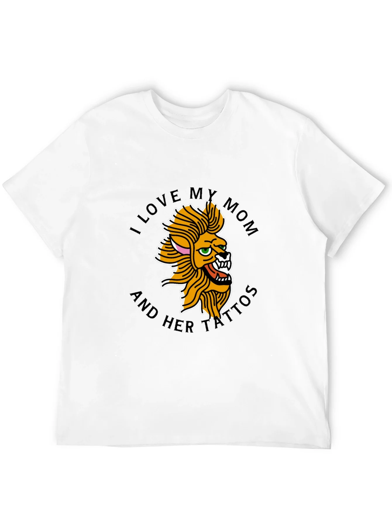 I Love My Mom Tattoo Lion Black T-Shirt