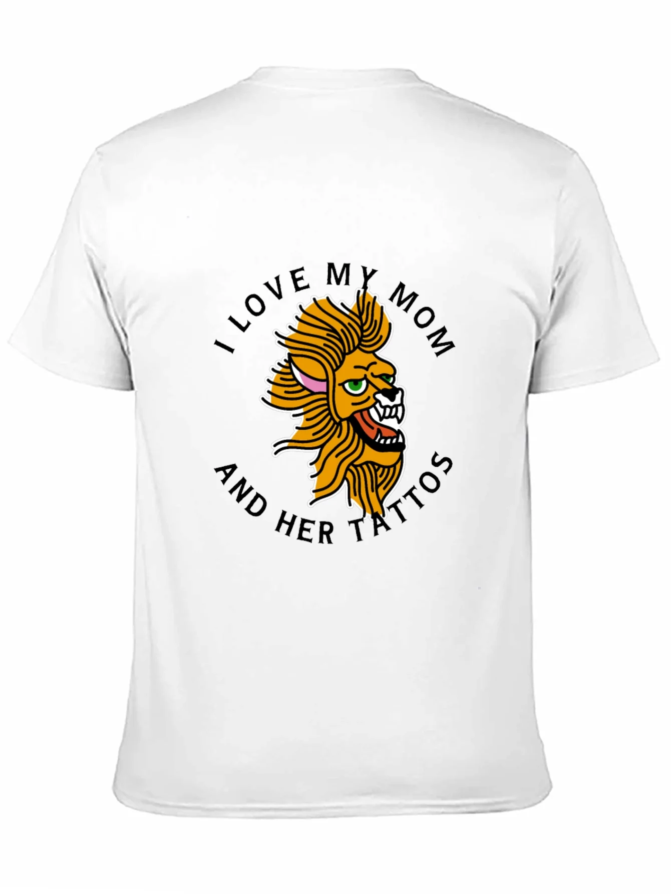 I Love My Mom Tattoo Lion Black T-Shirt