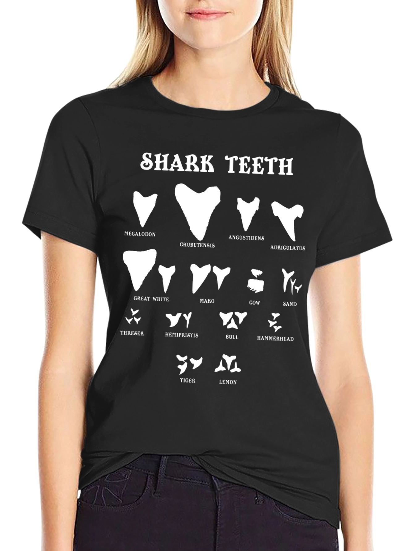 Shark Teeth Species Black T-Shirt