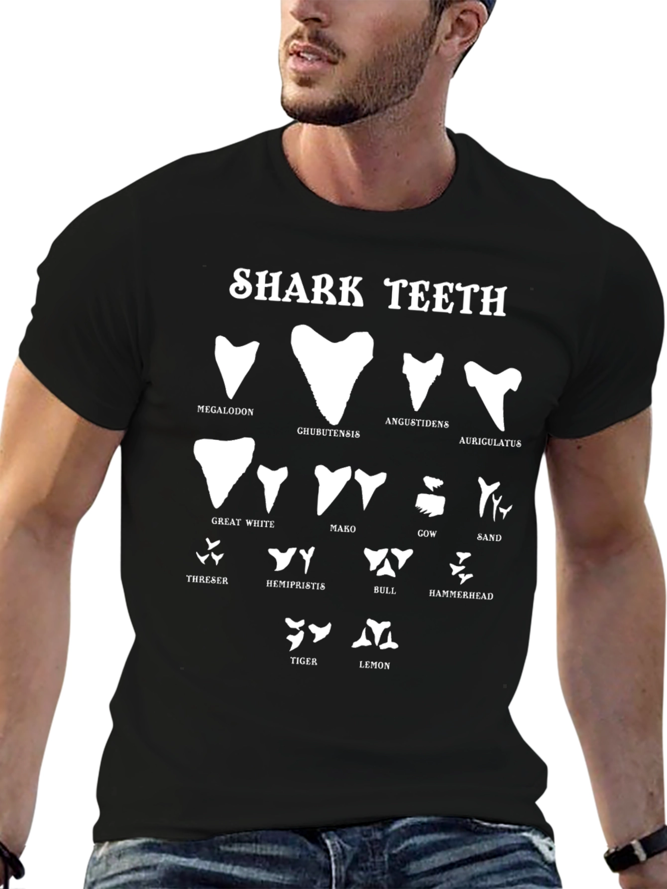 Shark Teeth Species Black T-Shirt