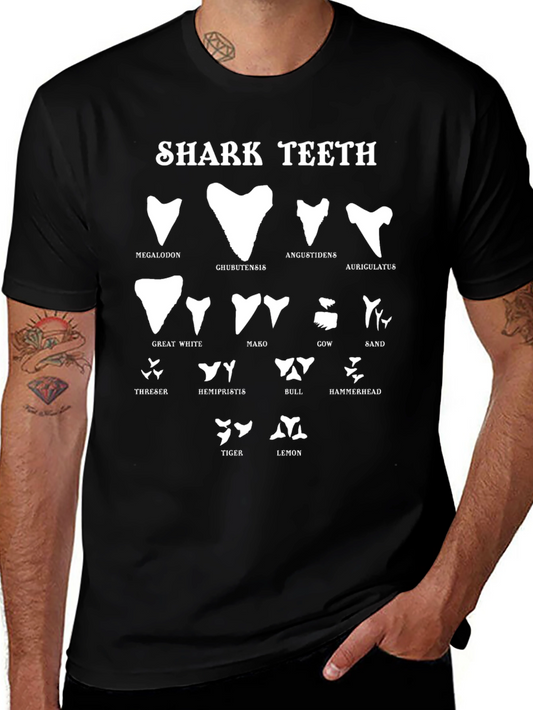 Shark Teeth Species Black T-Shirt