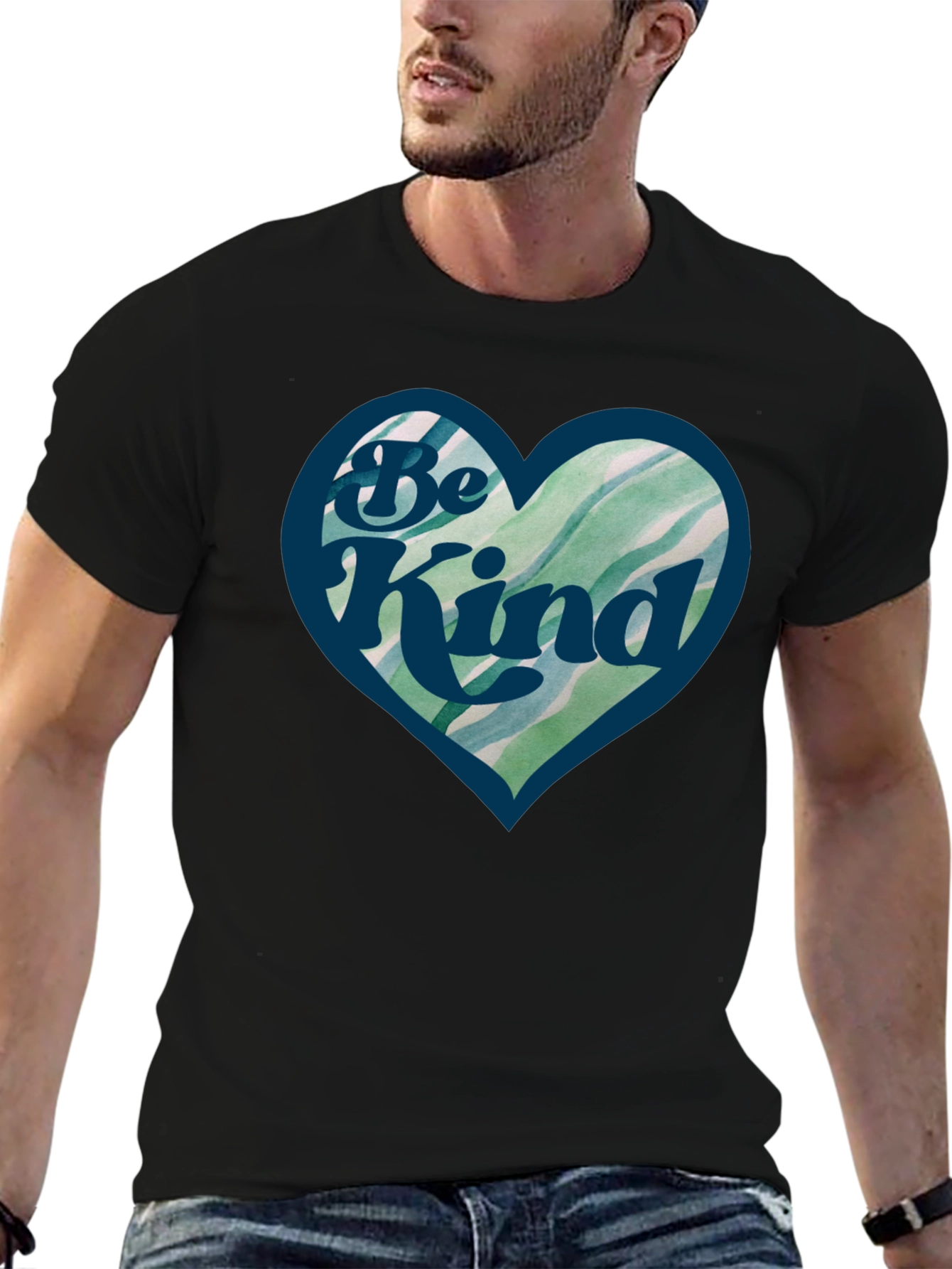 Be Kind Heart Graphic Black T-Shirt