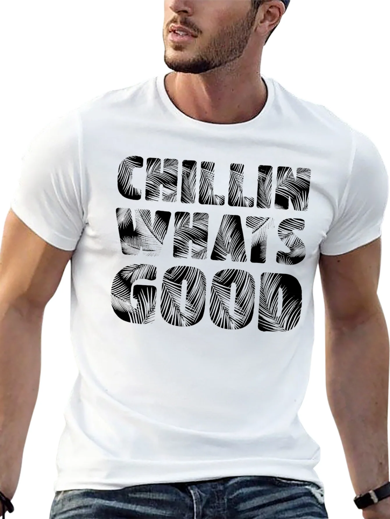 Chillin Whats Good Black Graphic Print T-Shirt