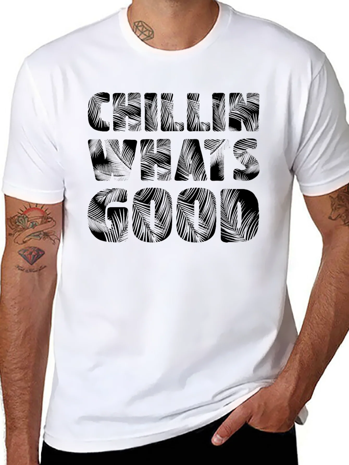 Chillin Whats Good Black Graphic Print T-Shirt