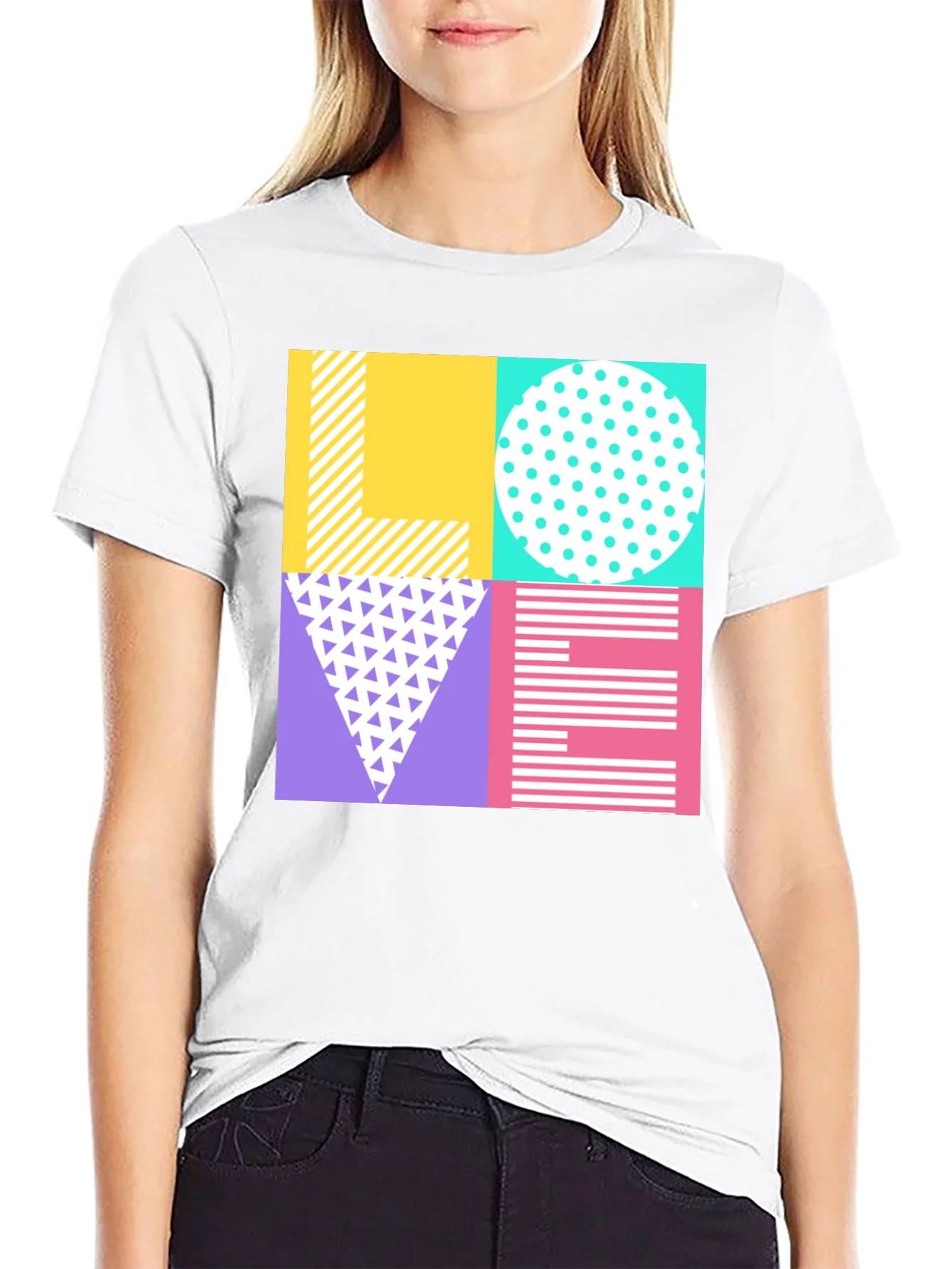 Retro LOVE Graphic Tee - Stylish Patterned Print