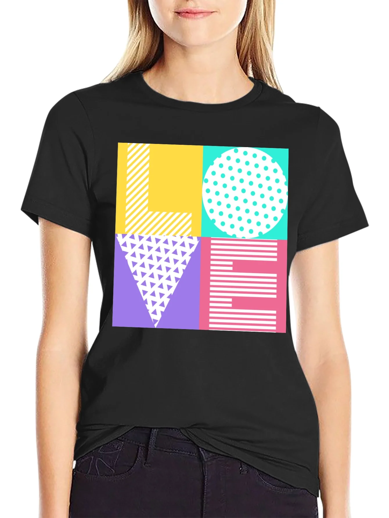 Retro LOVE Graphic Tee - Stylish Patterned Print